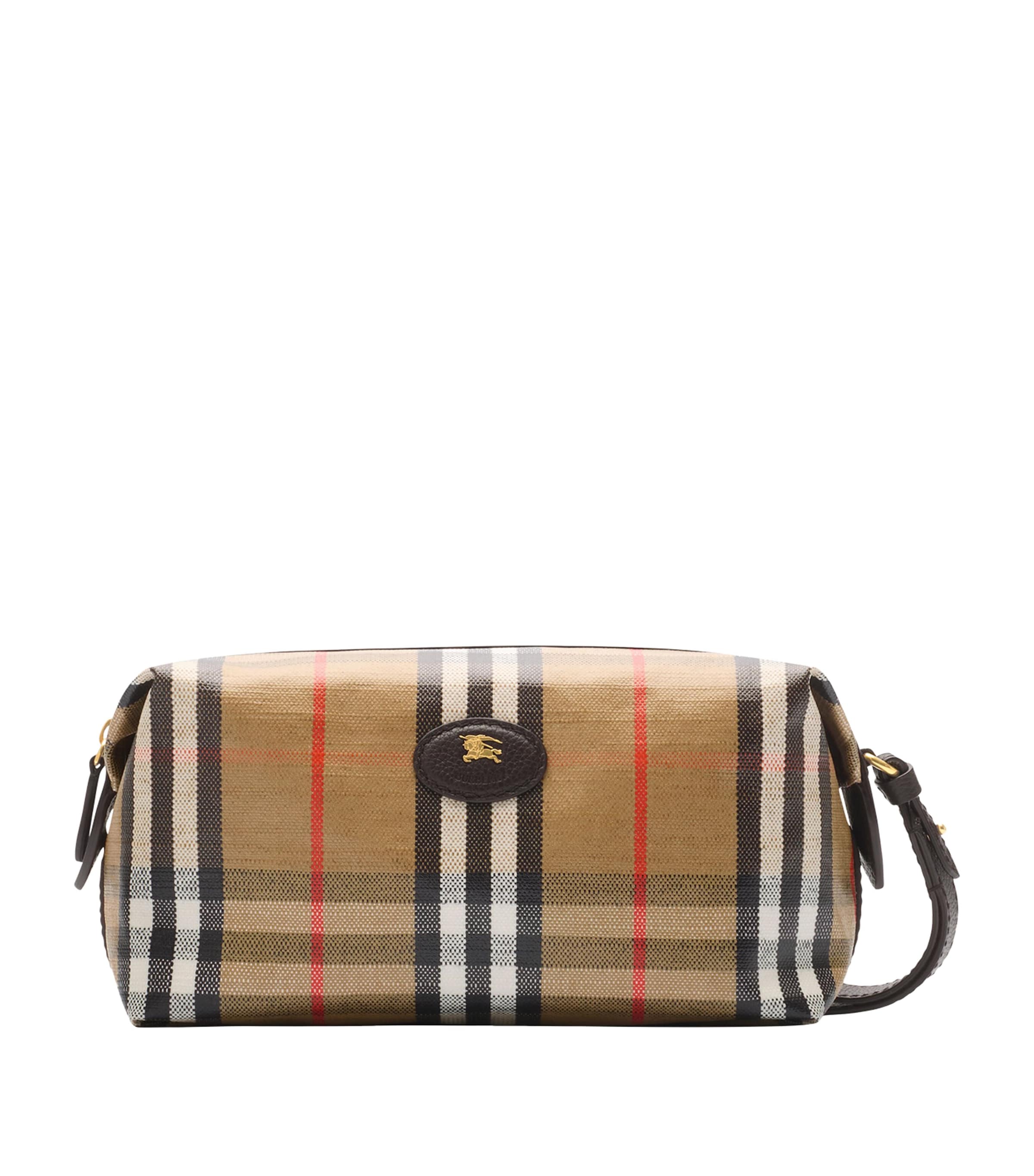 Leather-Trim Check Highlands Travel Pouch