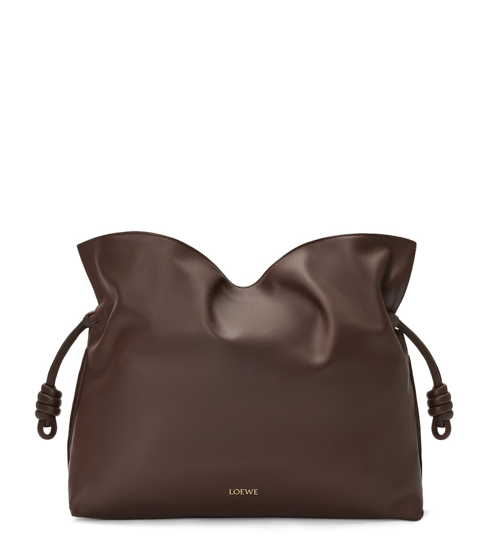 LOEWE Large Leather Flamenco Purse Chocolate
