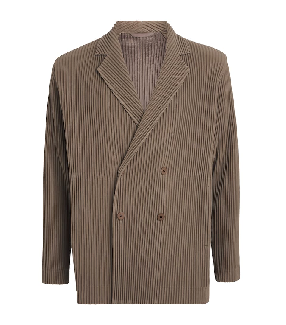 Pleated Double-Breasted Jacket
