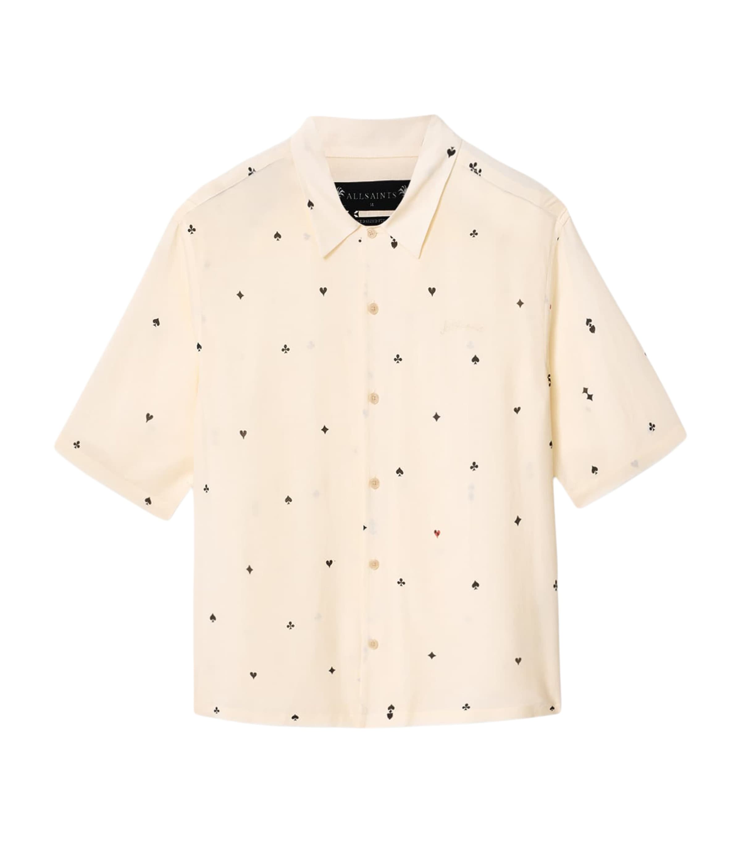 AllSaints Mens Short-Sleeve Cardsuit Shirt Ecru
