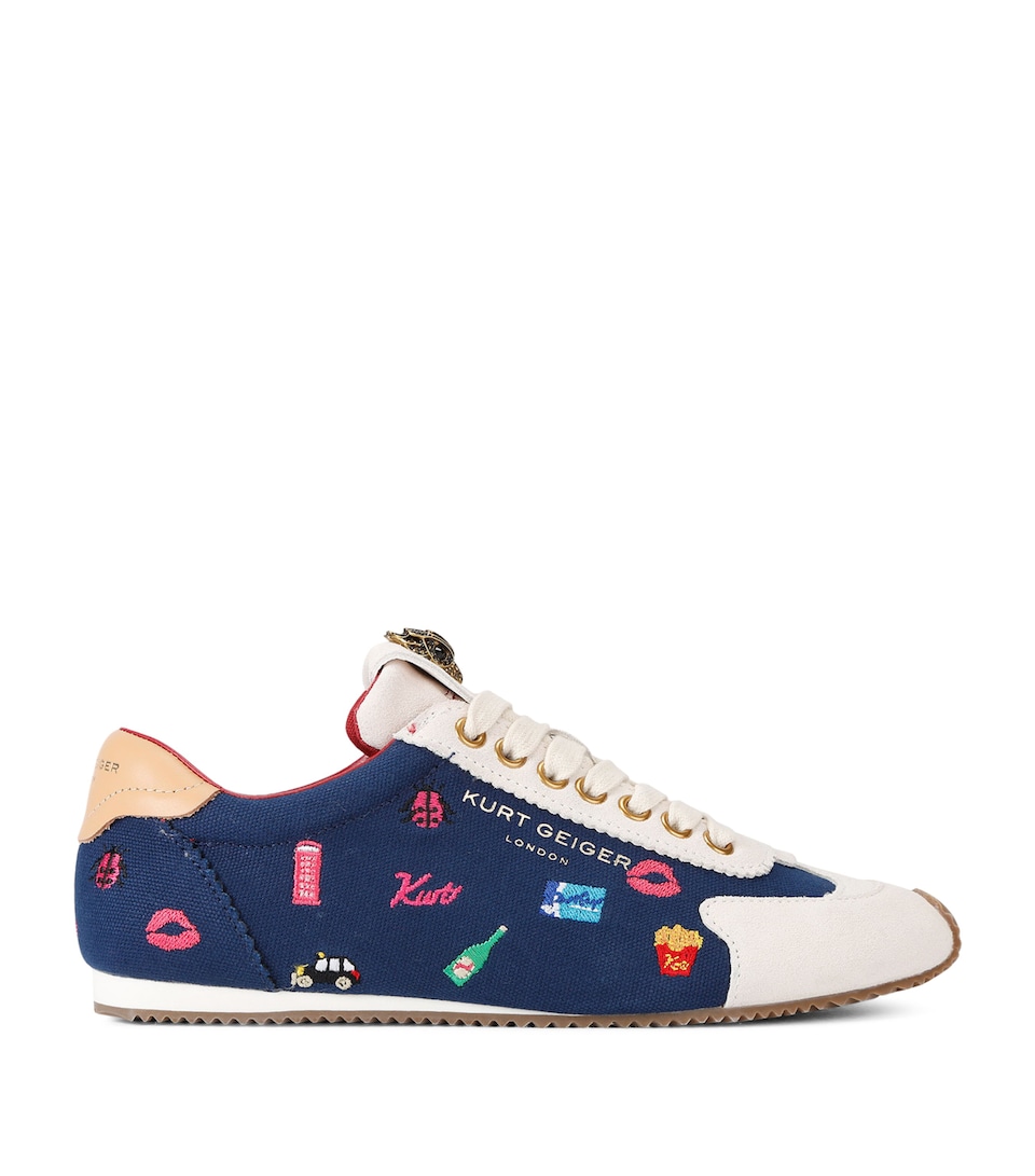 Kurt Geiger London Canvas Embroidered Islington Sneakers Navy