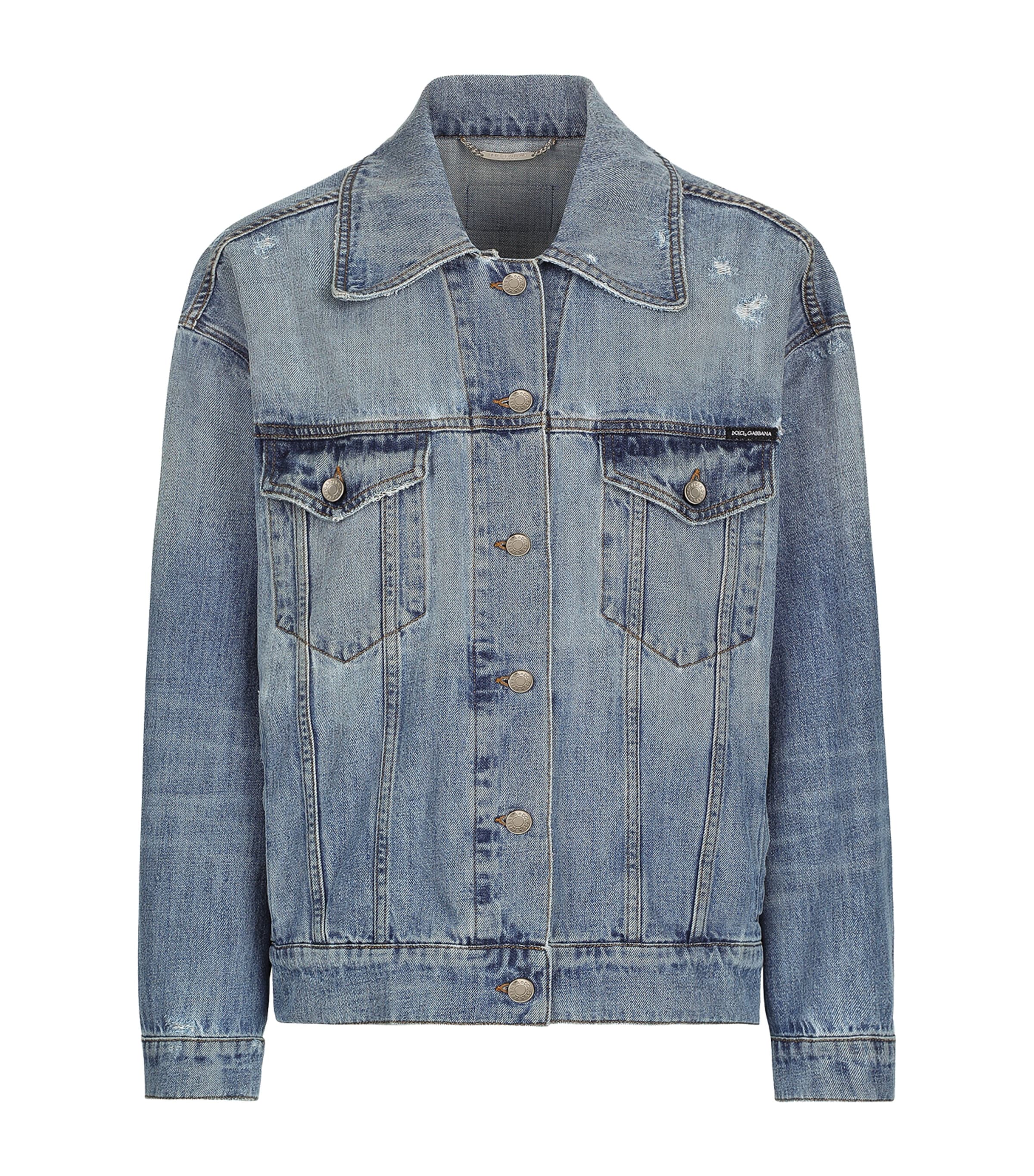 Dolce&Gabbana Womens Distressed Denim Jacket Combined Colou