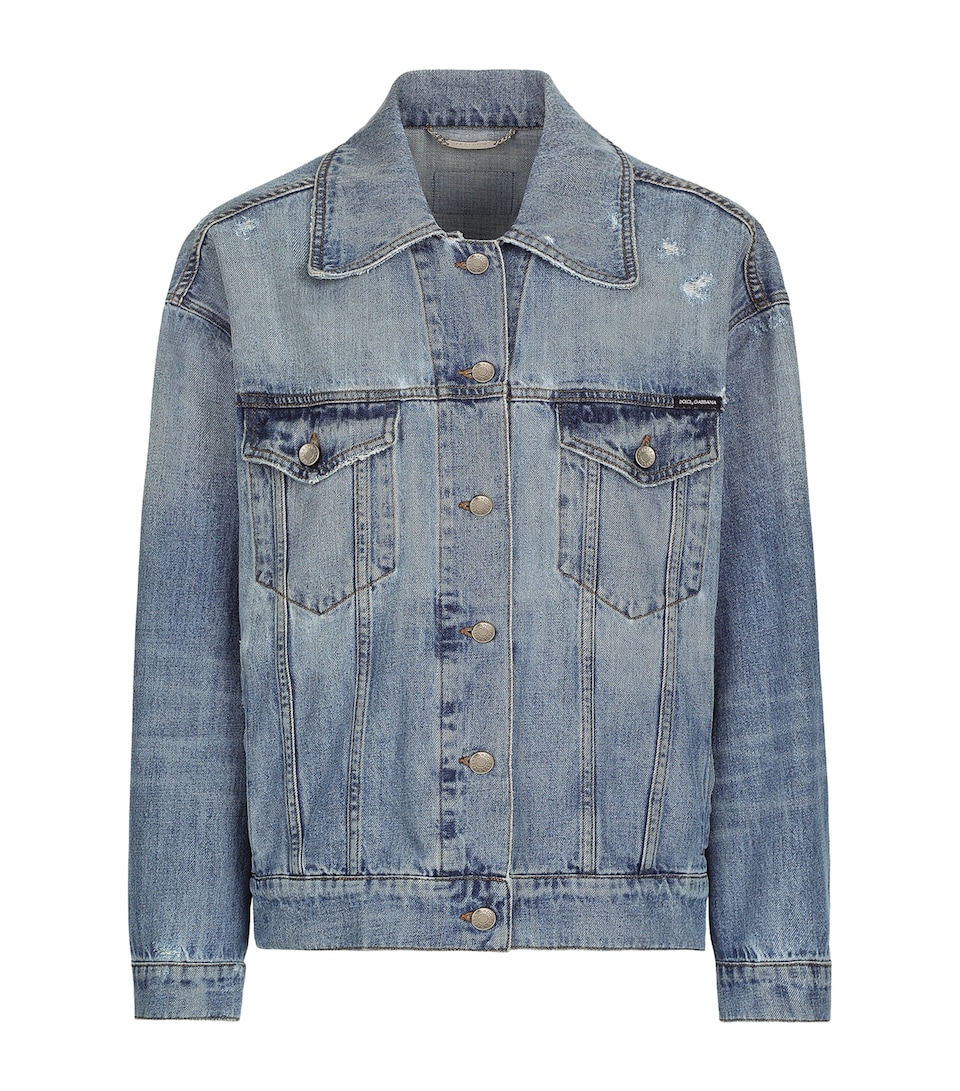 Dolce&Gabbana Womens Distressed Denim Jacket Combined Colou