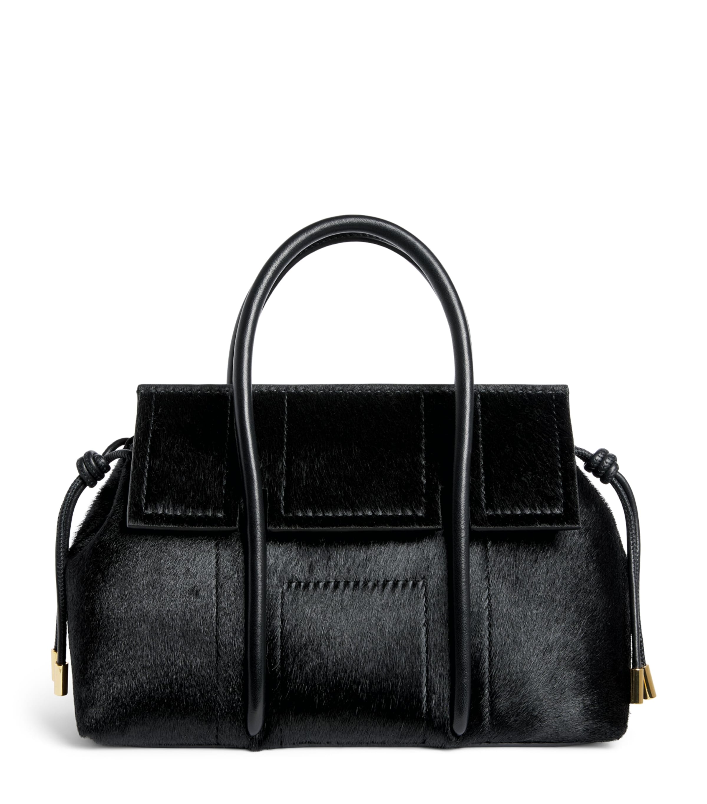 Harrods Small Calf Hair Marcie Shoulder Bag Black