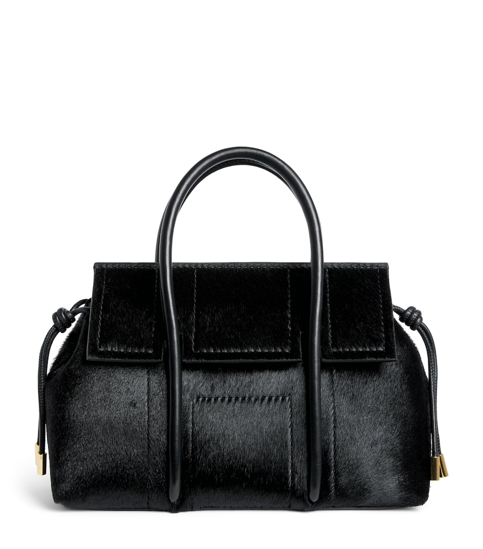 Harrods Small Calf Hair Marcie Shoulder Bag Black