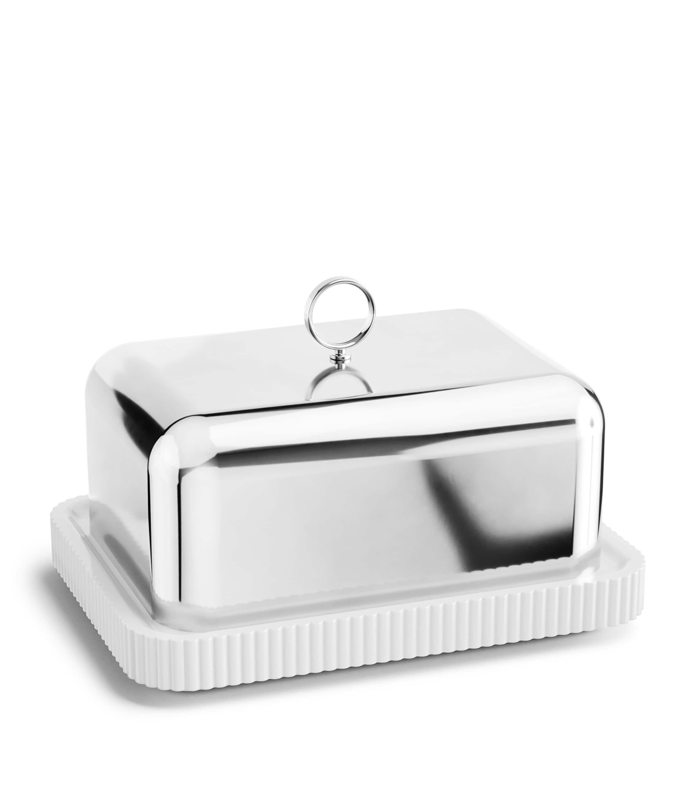 Stainless Steel-Porcelain Bernadotte Butter Dish