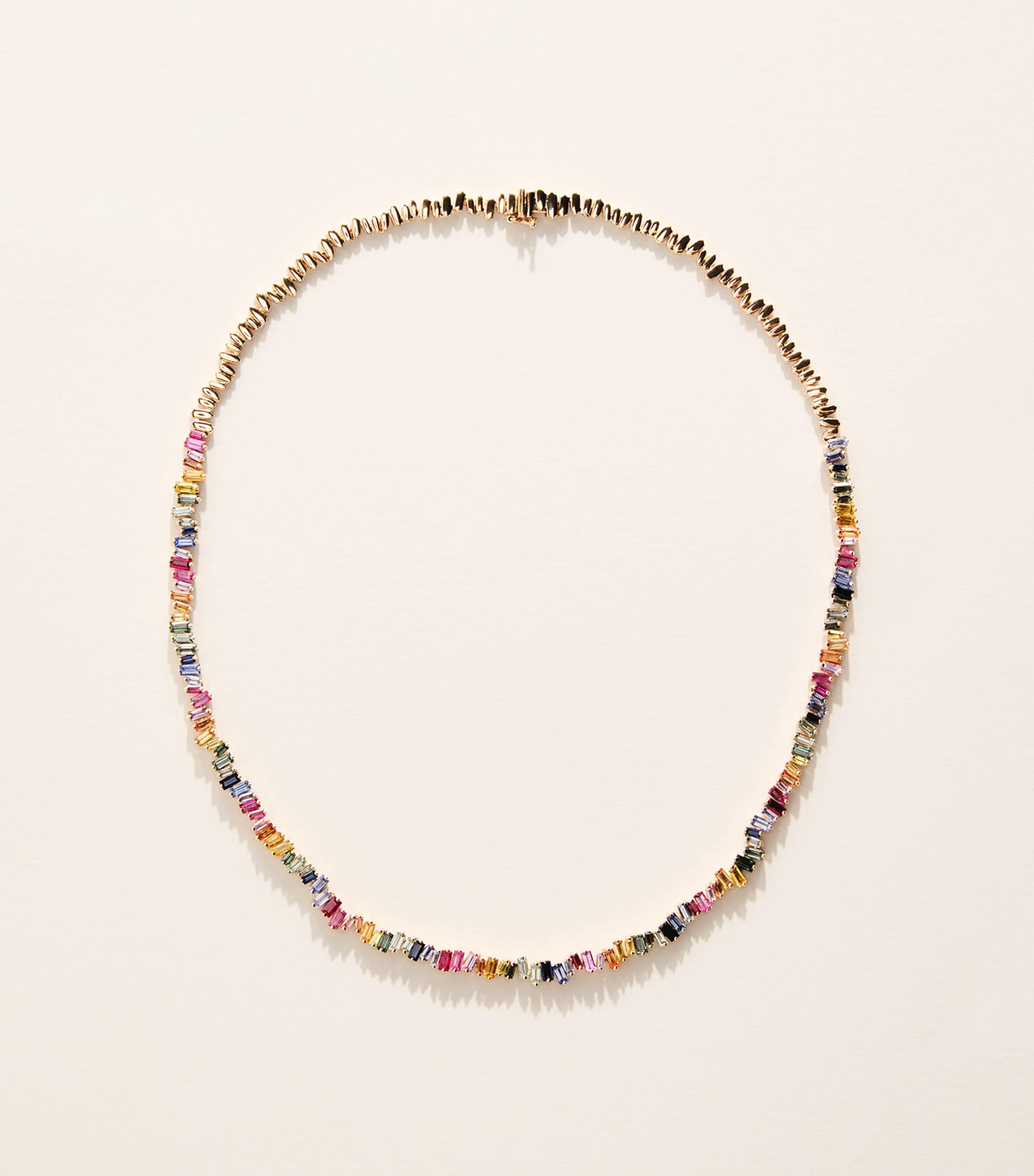 Suzanne Kalan Rose Gold and Rainbow Sapphire Bold Tennis Necklace Rg/rs