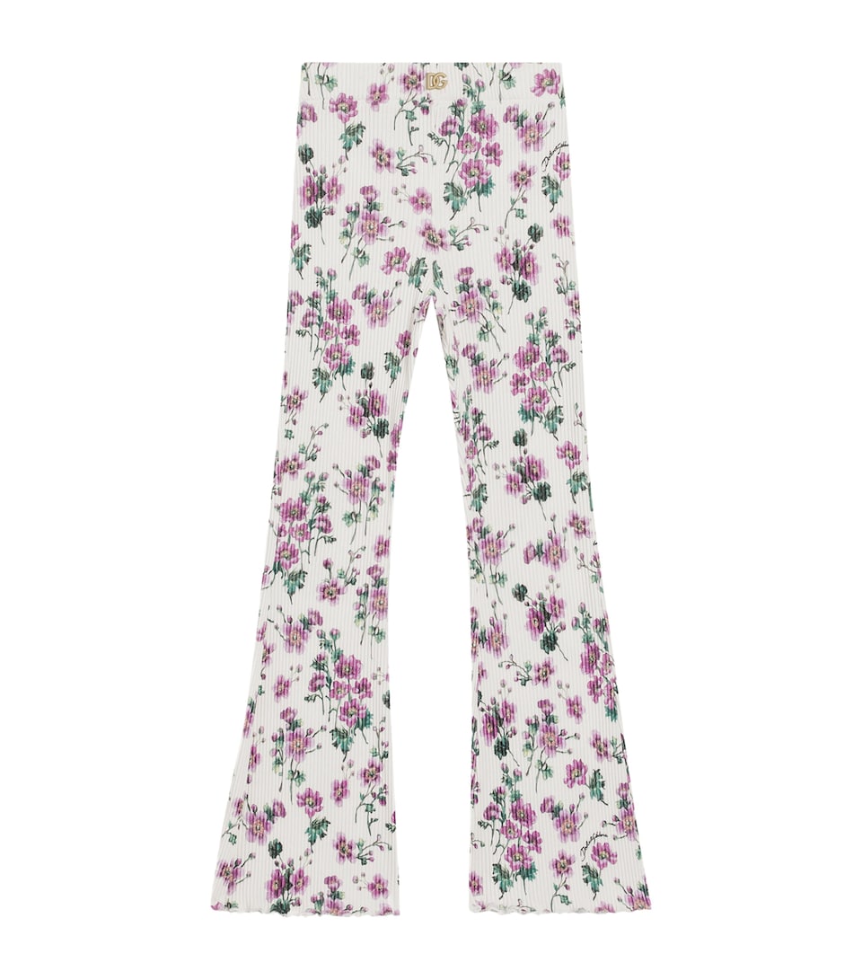 Dolce&Gabbana Kids Cotton Floral Trousers (8-12 Years) Violette