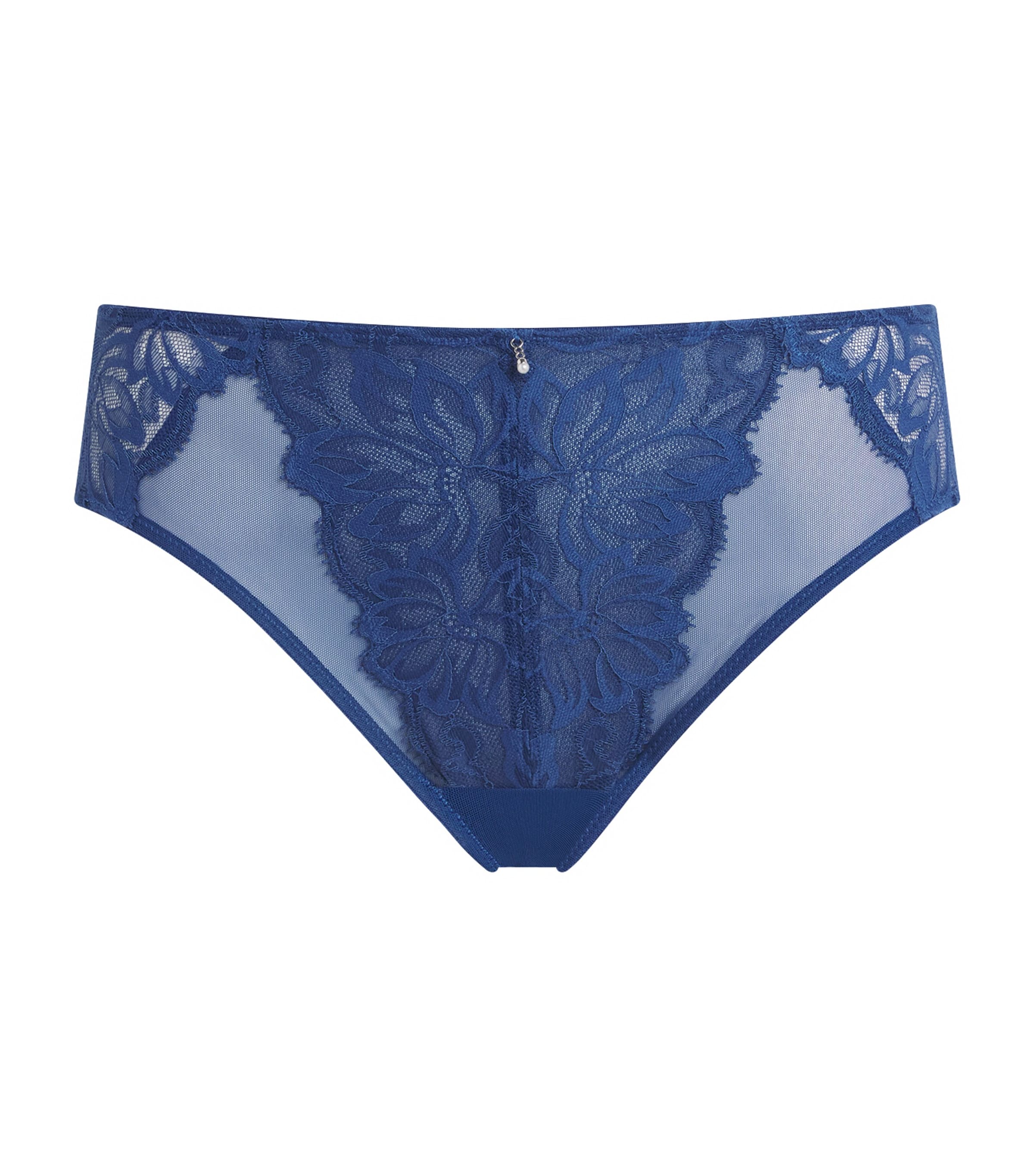 Wacoal Womens Lace-Trim Abéllia Briefs Navy Peony