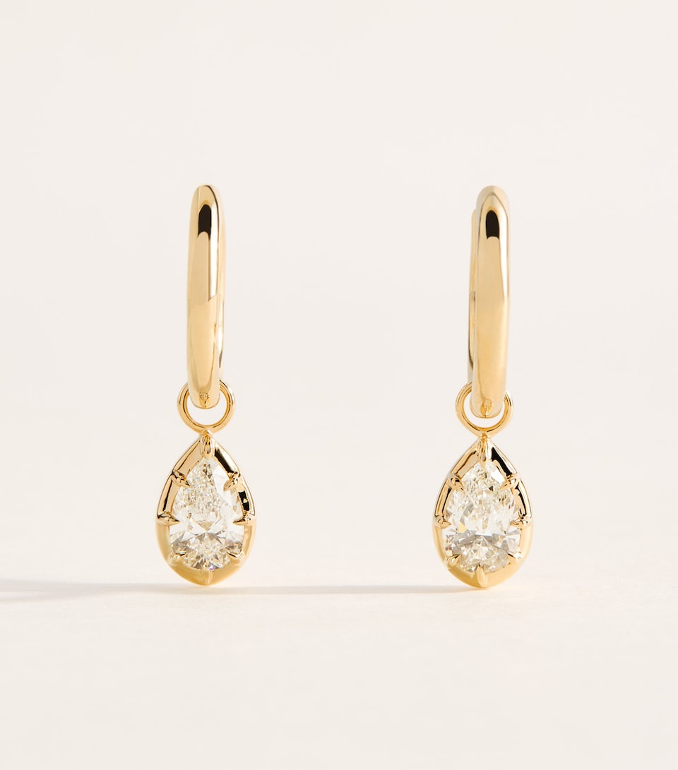 Harrods Yellow Gold and Diamond Hoop Earrings (0.50ctw) Yellow Gold