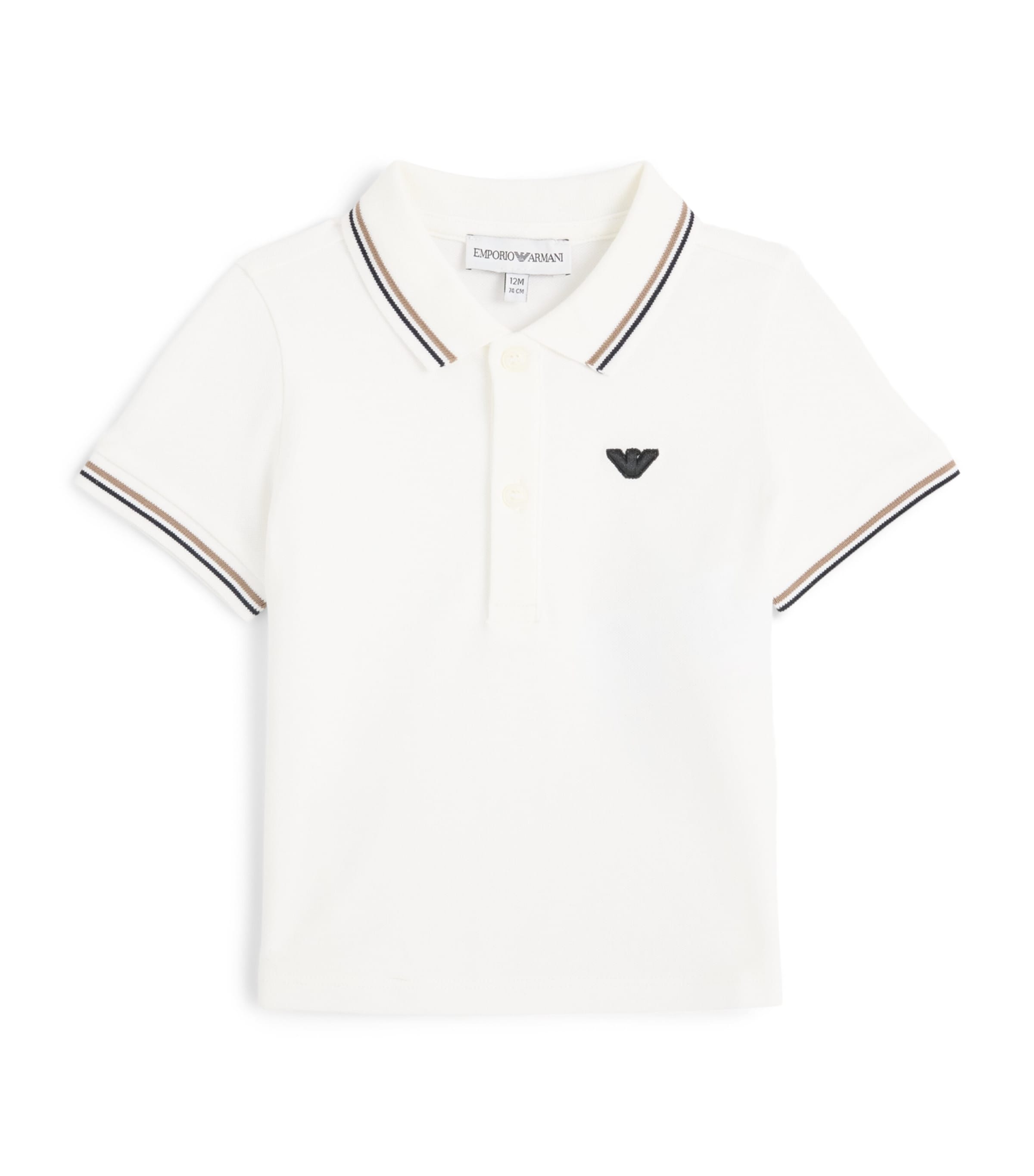 Emporio Armani Kids Stretch-Cotton Logo Polo Shirt (6-36 Months) Off White