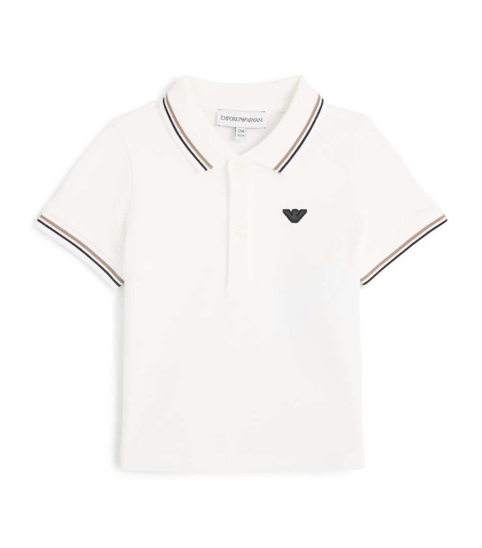 Emporio Armani Kids Stretch-Cotton Logo Polo Shirt (6-36 Months) Off White