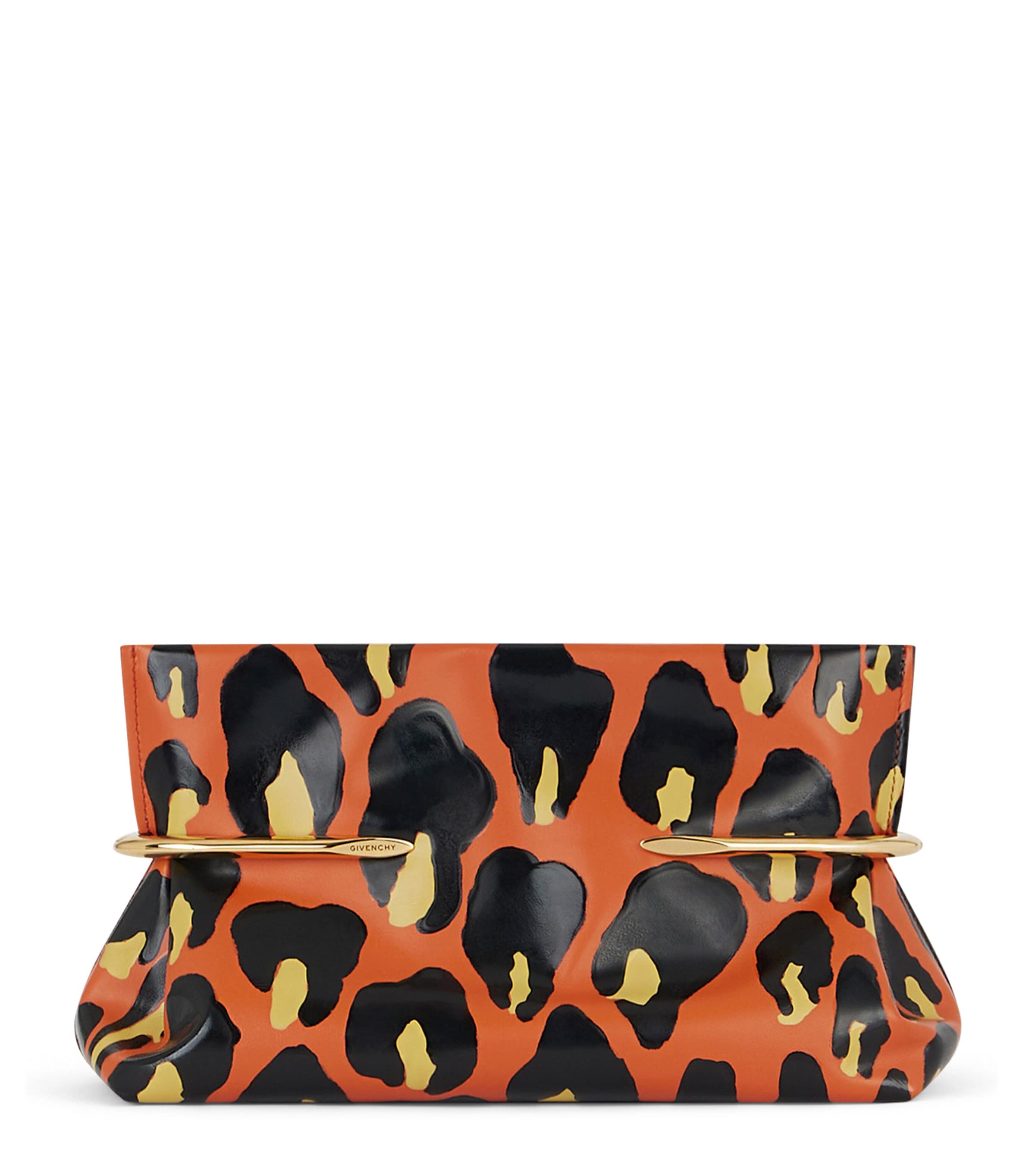 Givenchy Leather Leopard Pinch Clutch Bag
