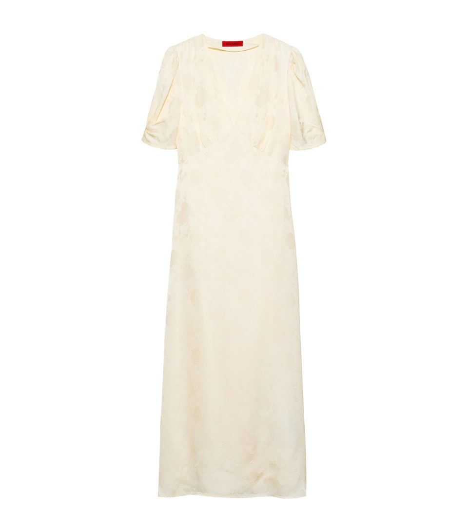 MAX&Co. Womens Satin V-Neck Midi Dress Banana