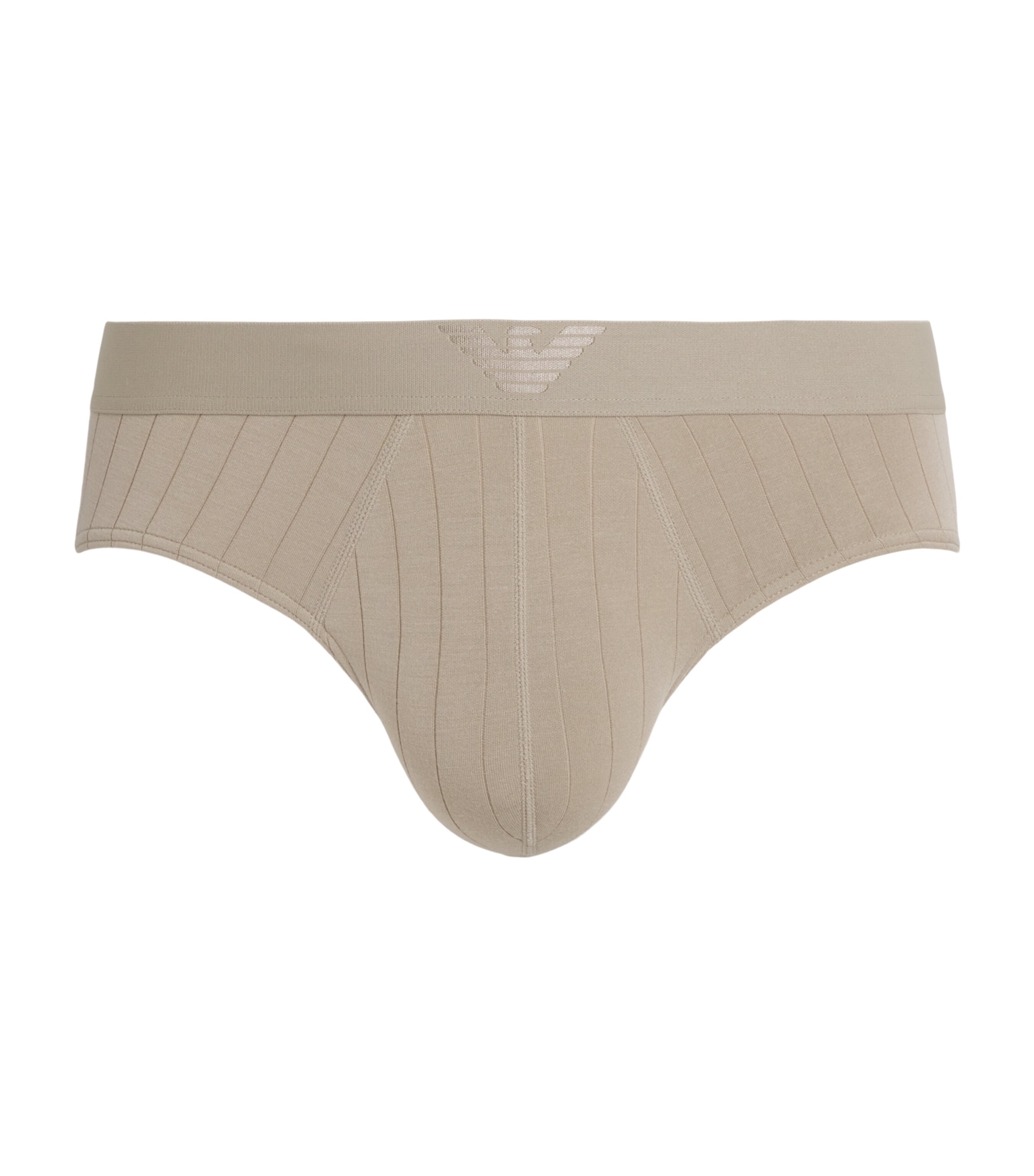 Emporio Armani Mens Modal-Blend Logo Briefs Clay Stri