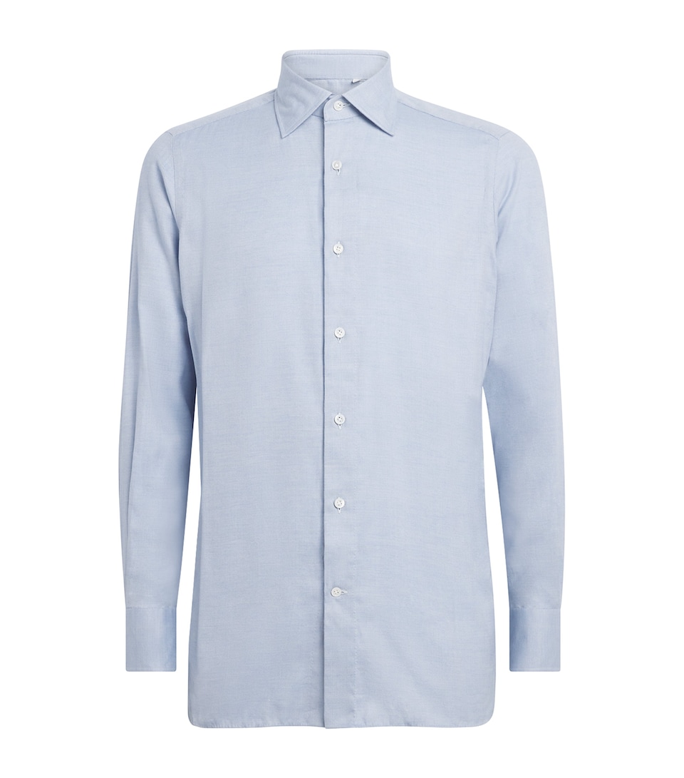 100HANDS Mens Herringbone Shirt Light Blue