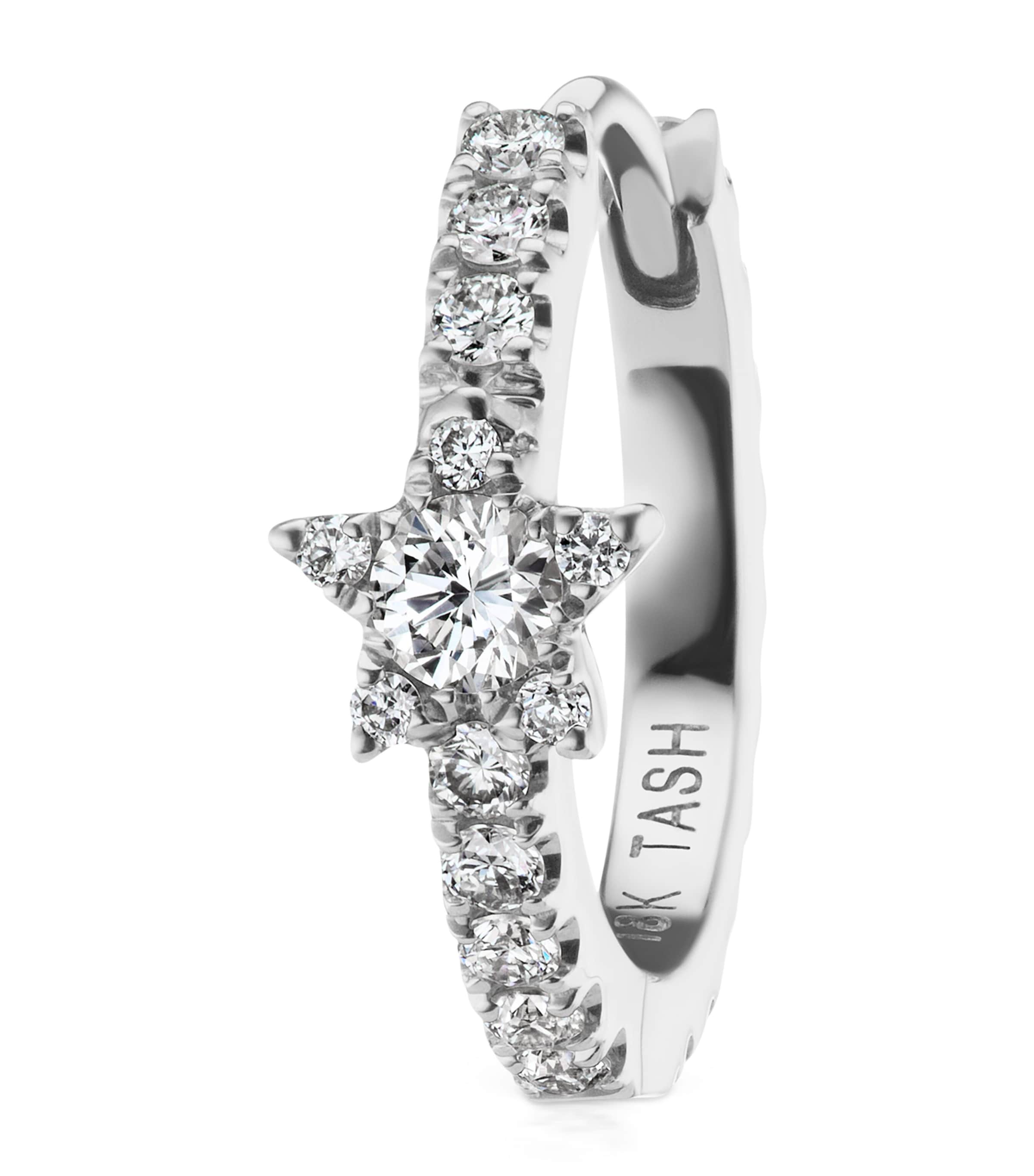 Maria Tash White Gold Diamond Star Eternity Hoop Earring (9.5mm) White Gold