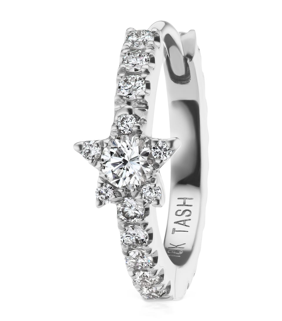 Maria Tash White Gold Diamond Star Eternity Hoop Earring (9.5mm) White Gold