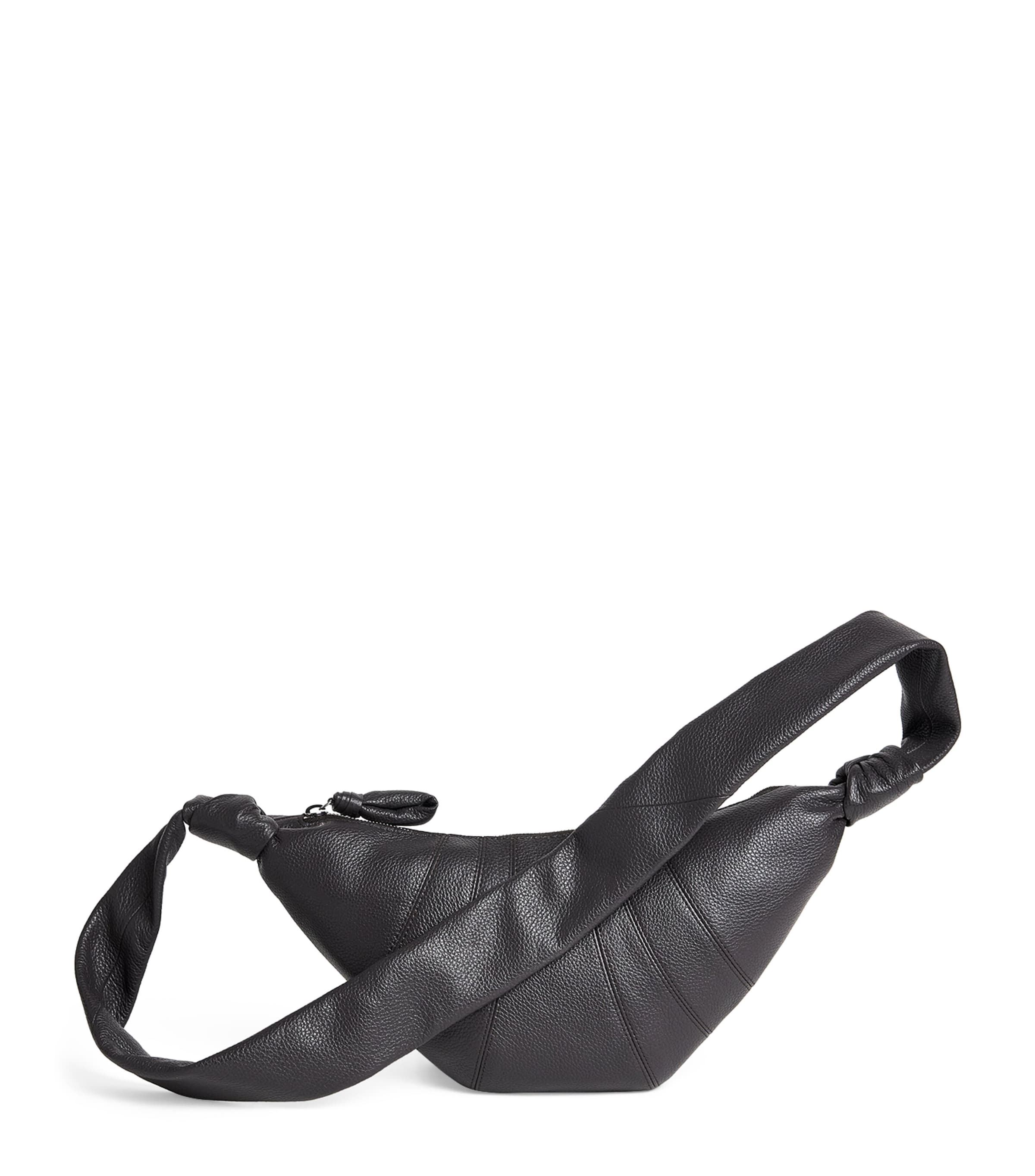 Small Grained Leather Croissant Cross-Body Bag