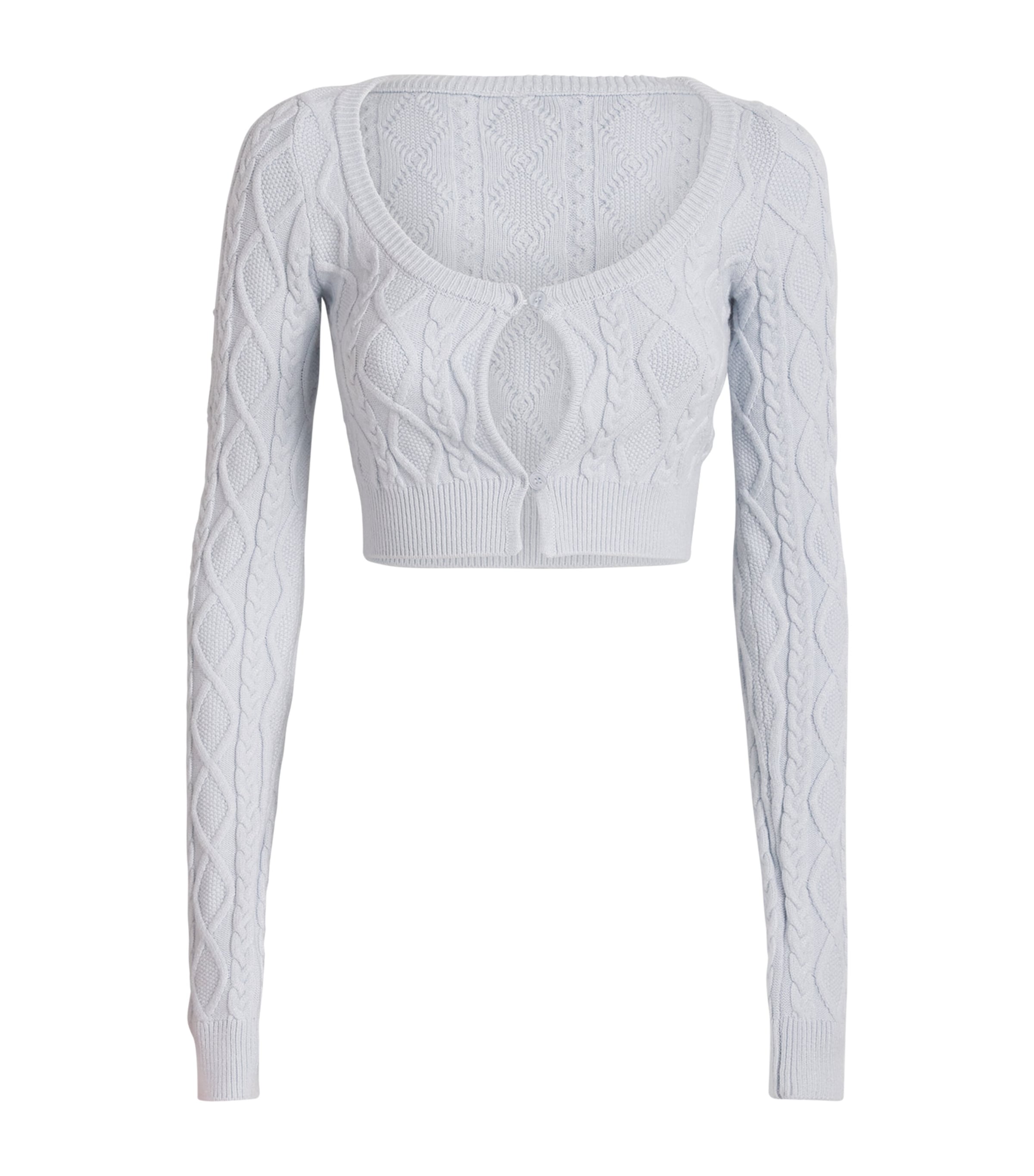 Cable-Knit Snow Bunny Cropped Cardigan