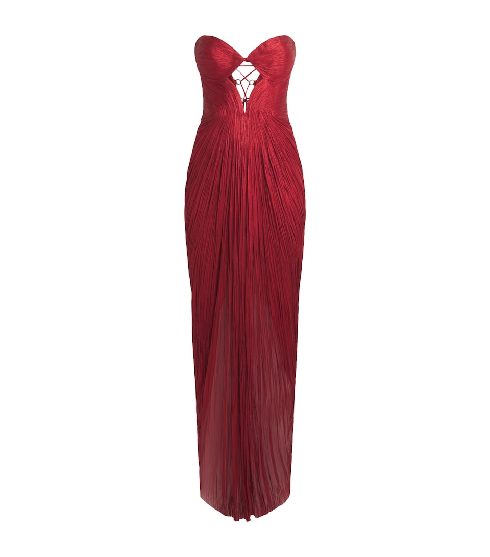 Maria Lucia Hohan Womens Silk Strapless Naima Gown Salsa