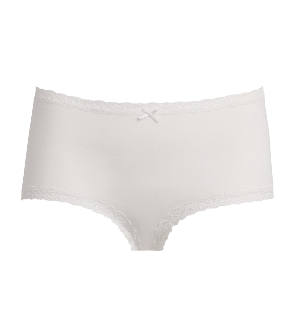 Skims Womens Lace-Trim Boy Shorts Briefs Snow