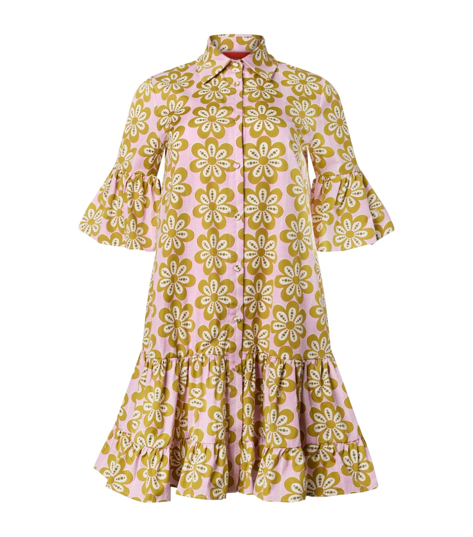 Cotton Printed Choux Mini Dress