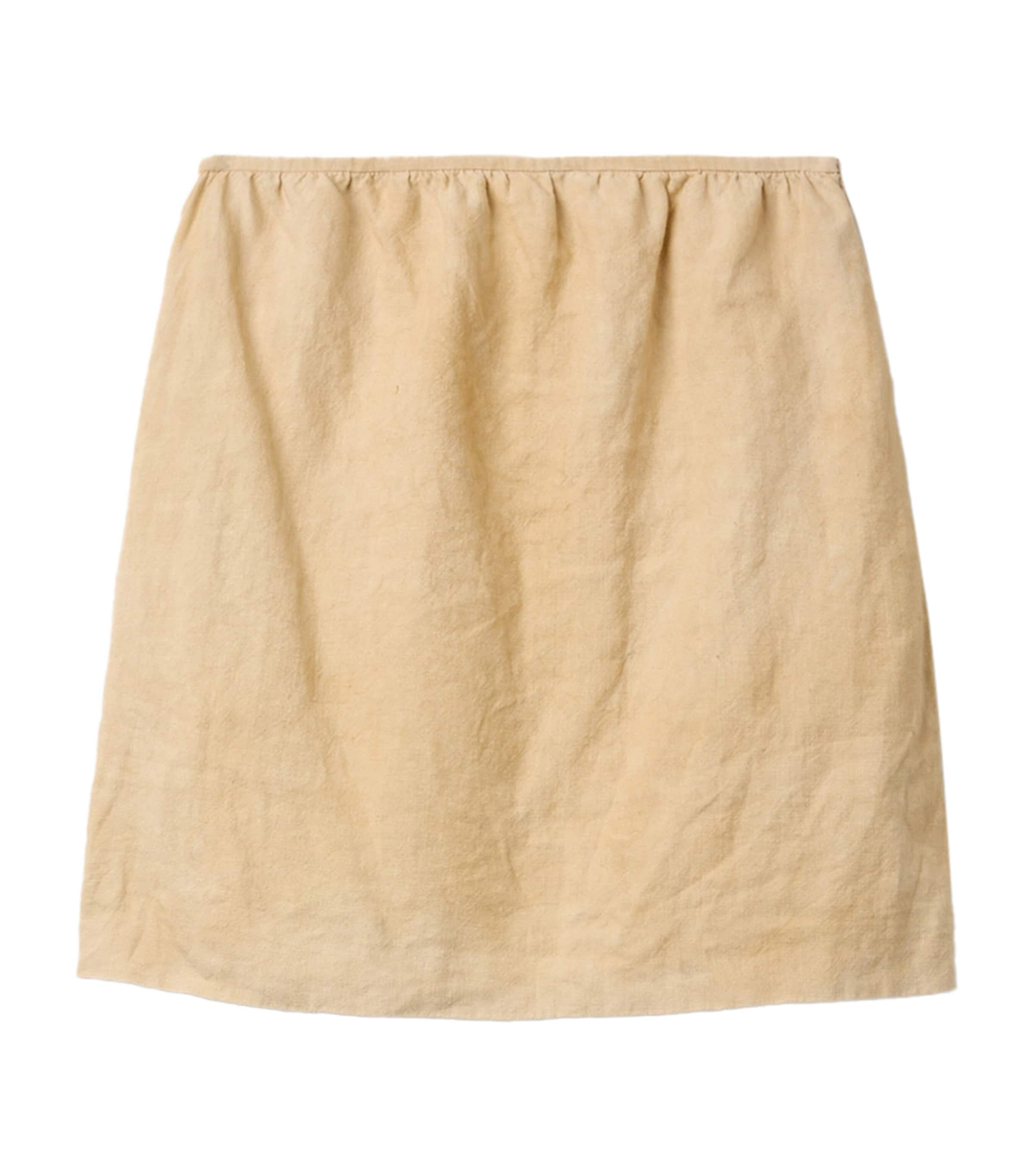 Miu Miu Womens Linen Frayed-Logo Mini Skirt Neutral