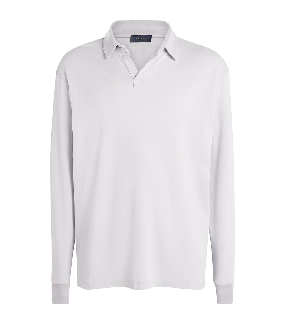 Sease Mens Supima Cotton Jersey Polo Shirt Pearl Grey
