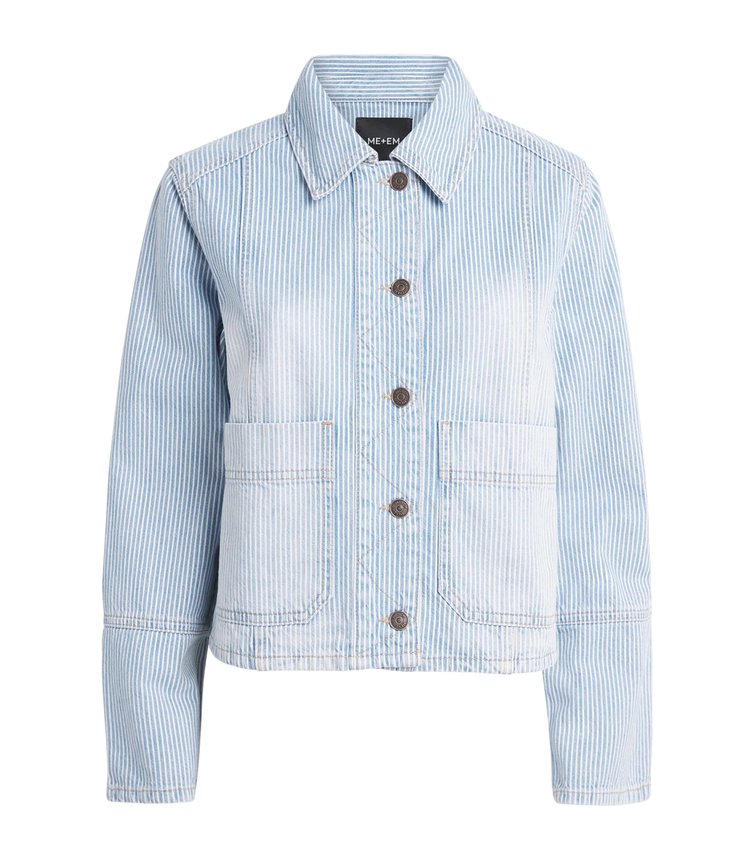 Stripe Cropped Denim Jacket