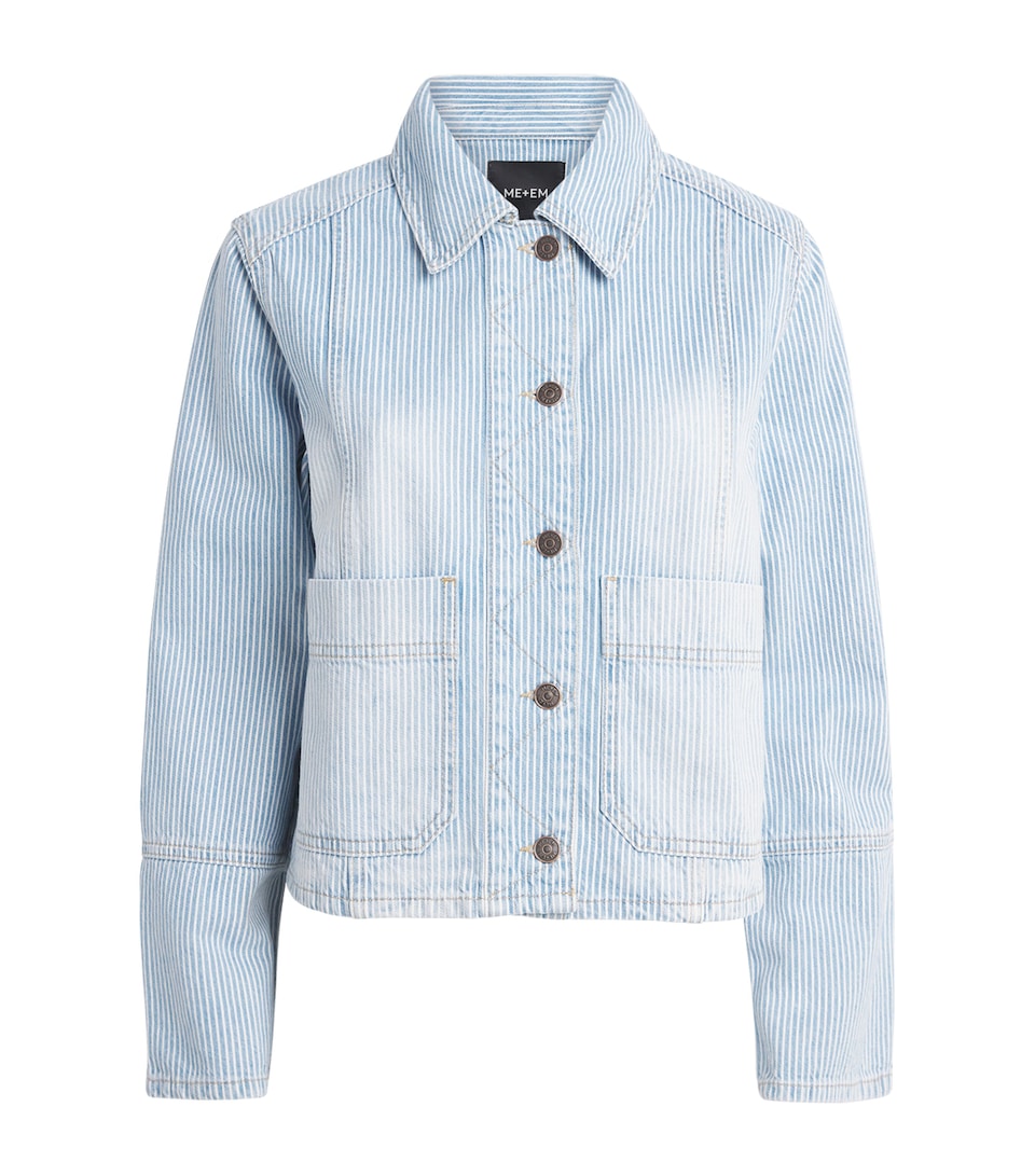 Stripe Cropped Denim Jacket