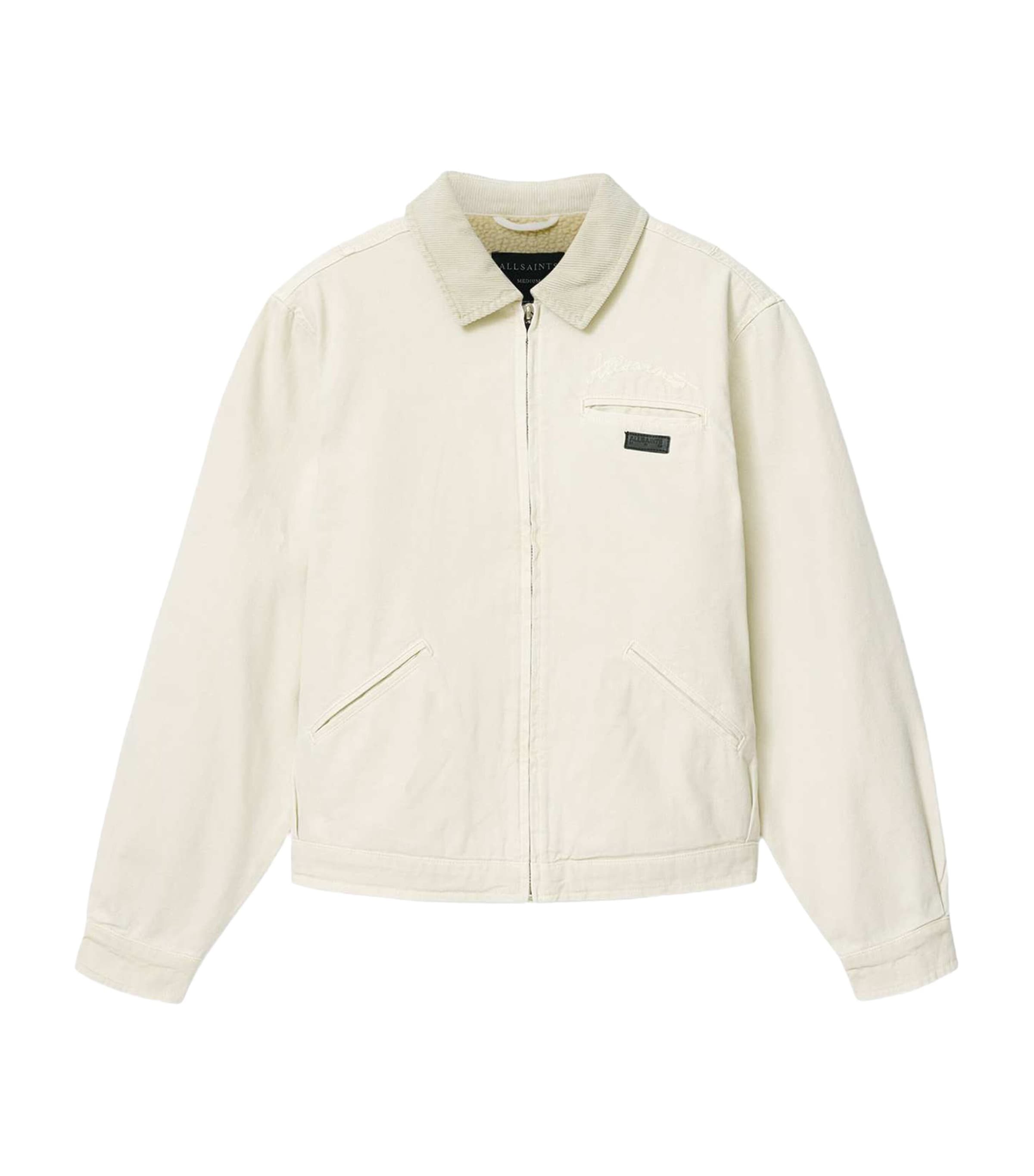 AllSaints Mens Organic Cotton Korey Jacket Pebble White