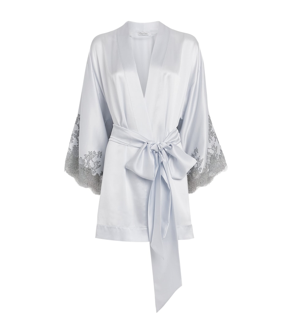 Carine Gilson Womens Short Silk Cérès Robe Silvergrey