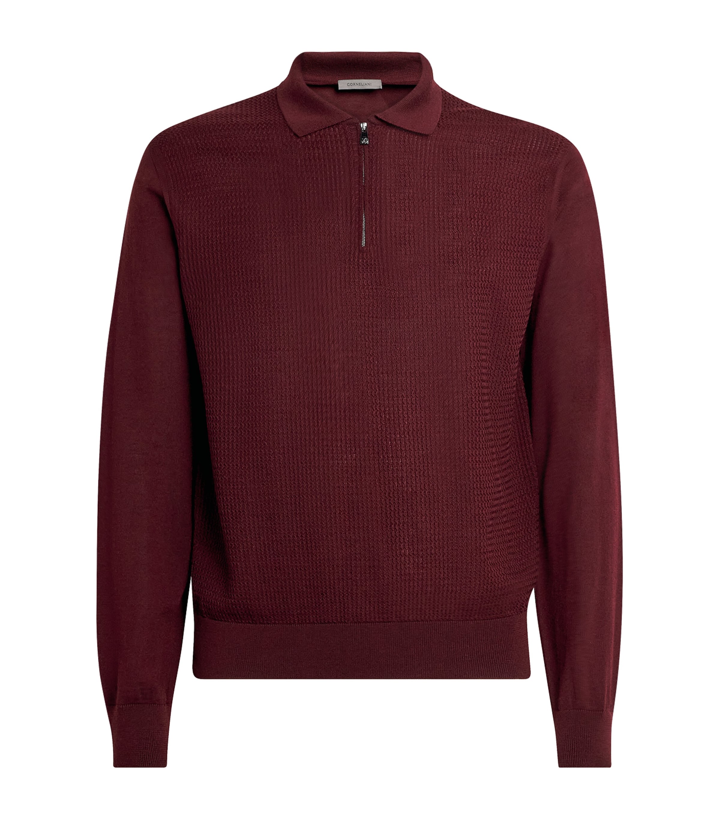 Virgin Wool Quarter-Zip Polo Sweater