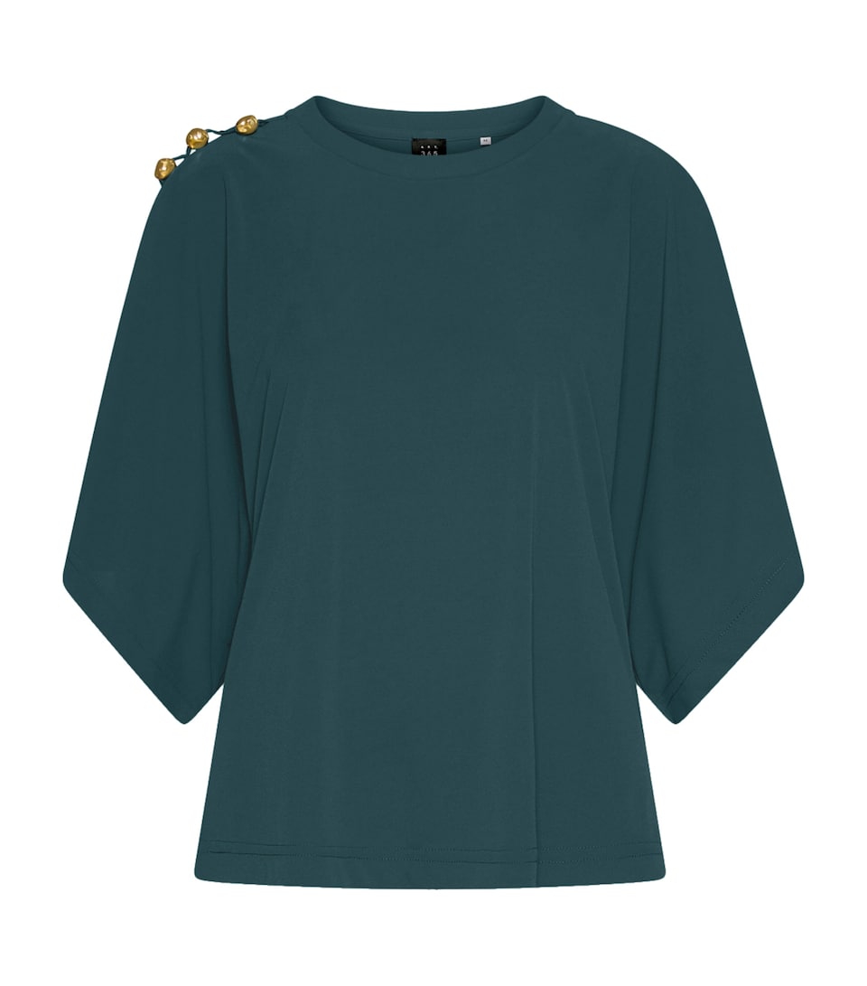 Marella Womens Jersey Kimono-Sleeve T-Shirt Peacock Blue