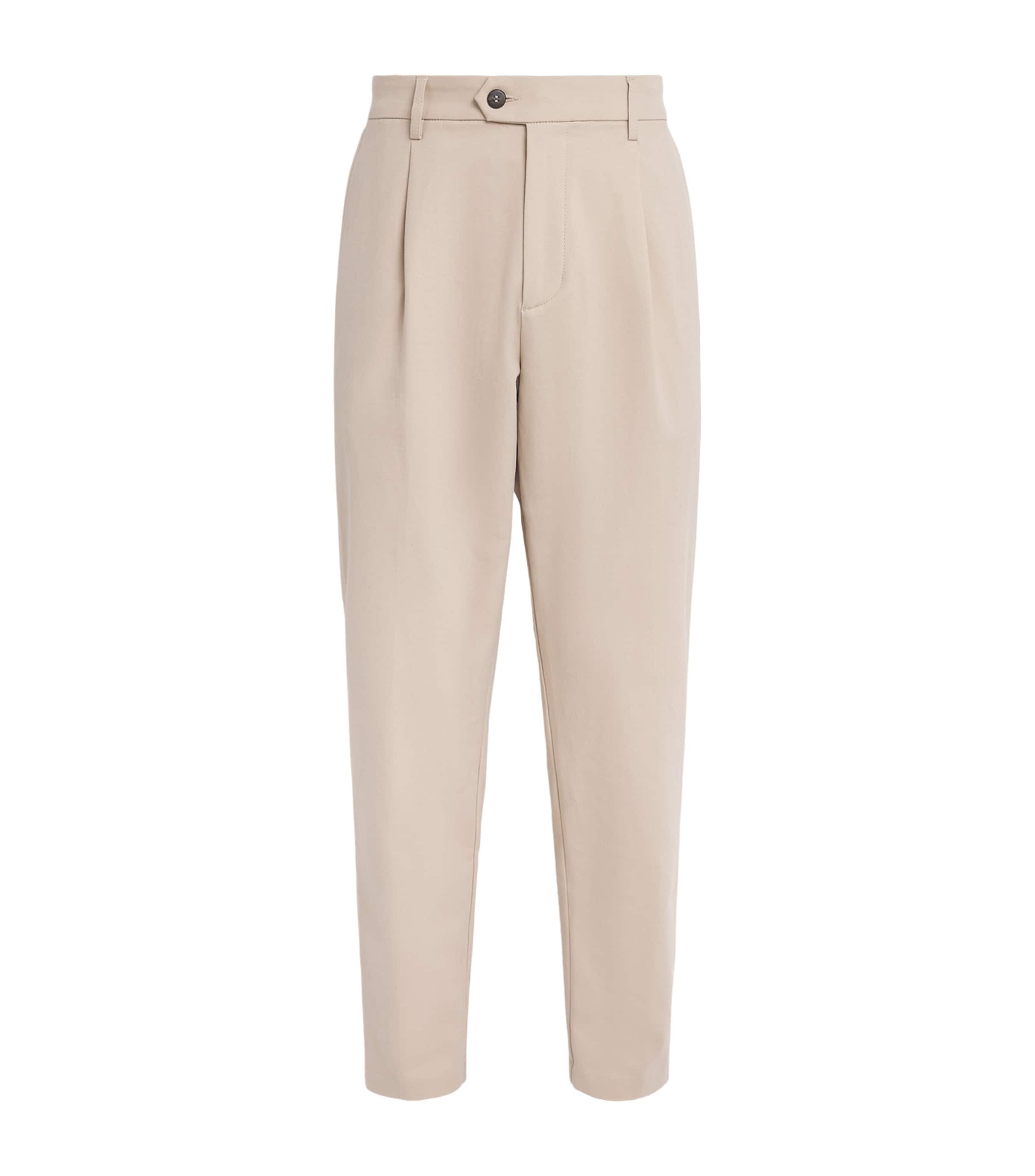 Eleventy Mens Cotton Pleated Trousers Sabbia