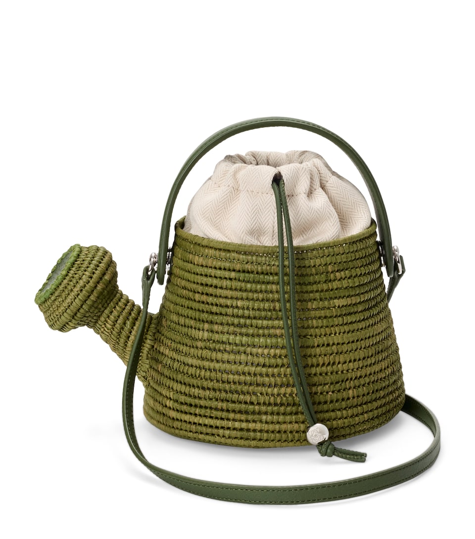 LOEWE Raffia Watering Can Shoulder Bag Green