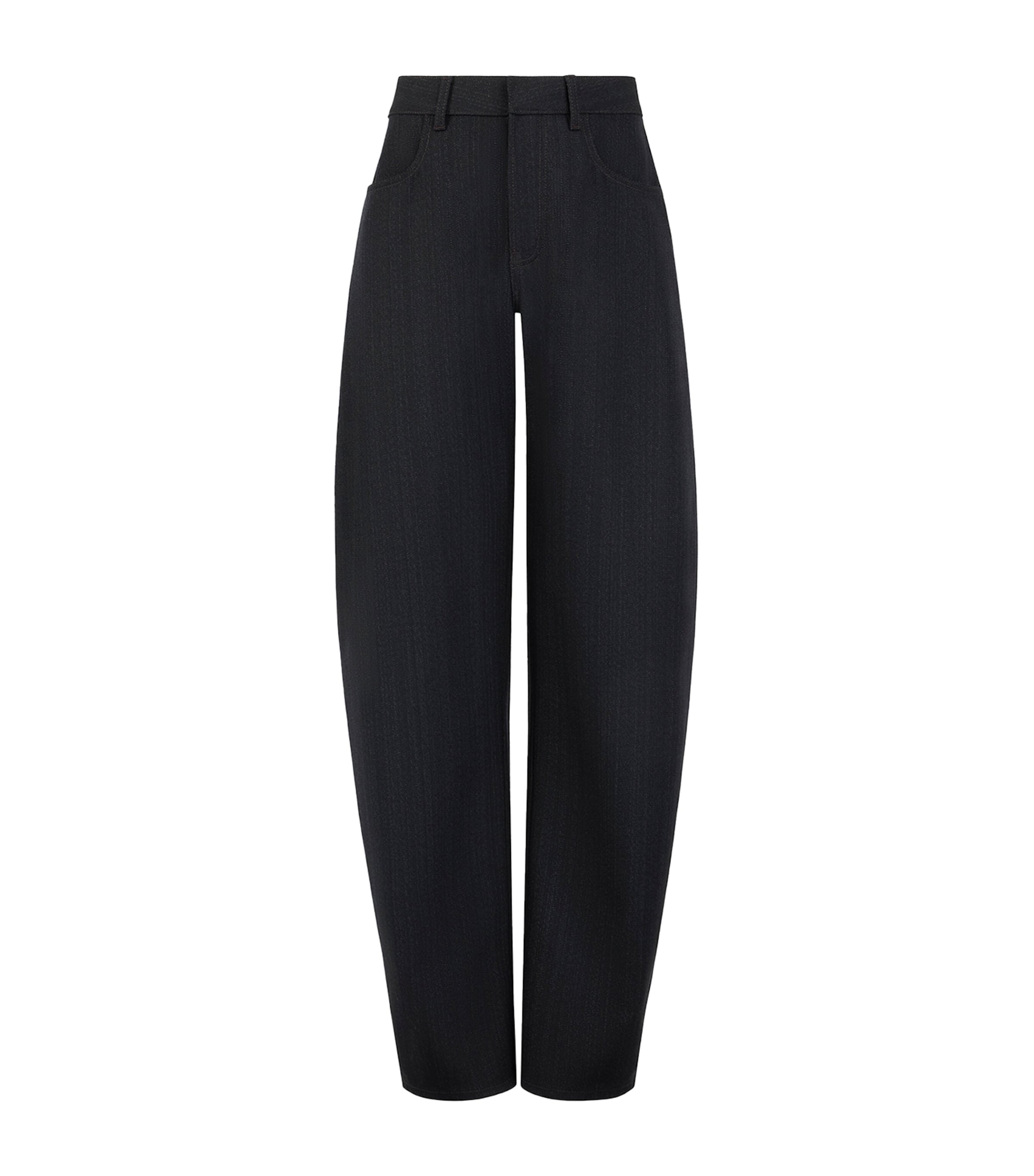 Alaïa Womens Wool Denim Round Trousers Dark Blue