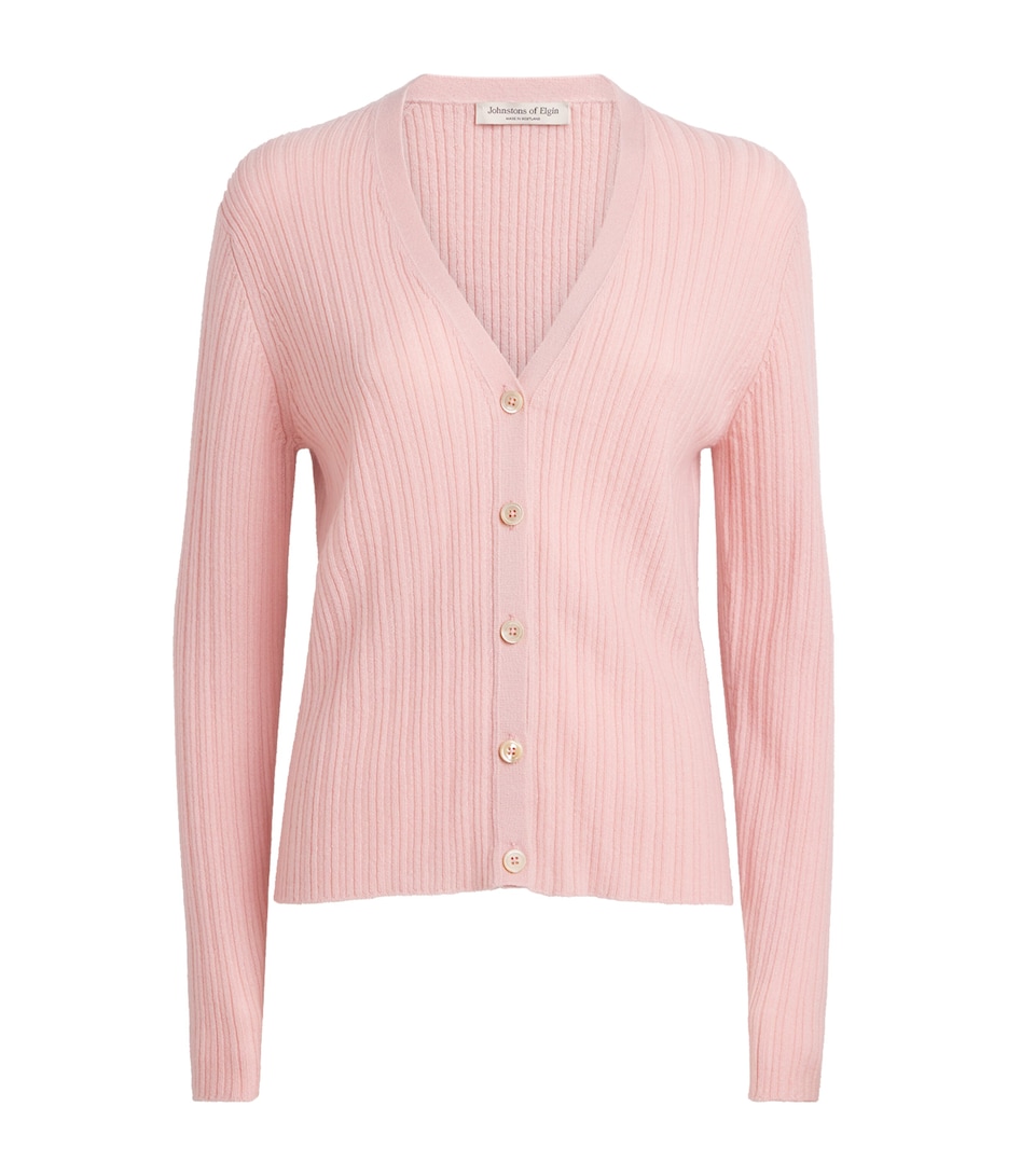 Johnstons Of Elgin Womens Cashmere V-Neck Cardigan Highland Rose