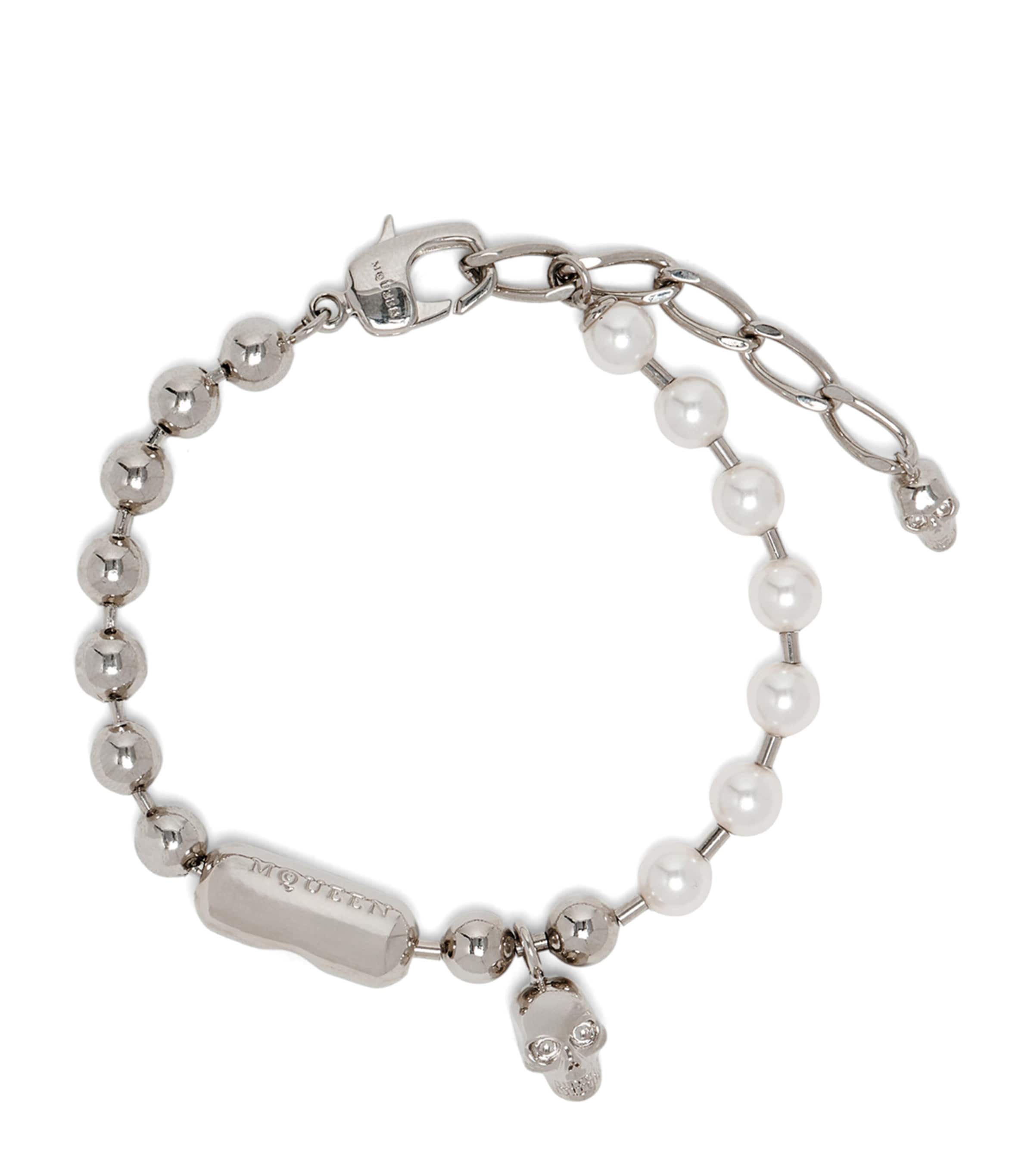 Faux Pearl and Skull Bracelet