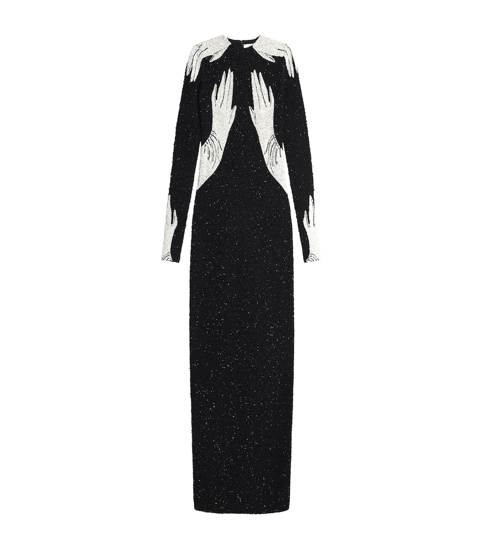 Schiaparelli Womens Trompe-l'Oeil Hand Maxi Dress Black
