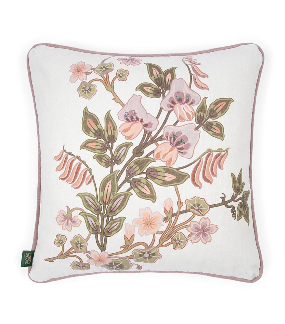 House Of Hackney Medium Hemp The Dancing Orchids Cushion (45cm x 45cm) Ecru