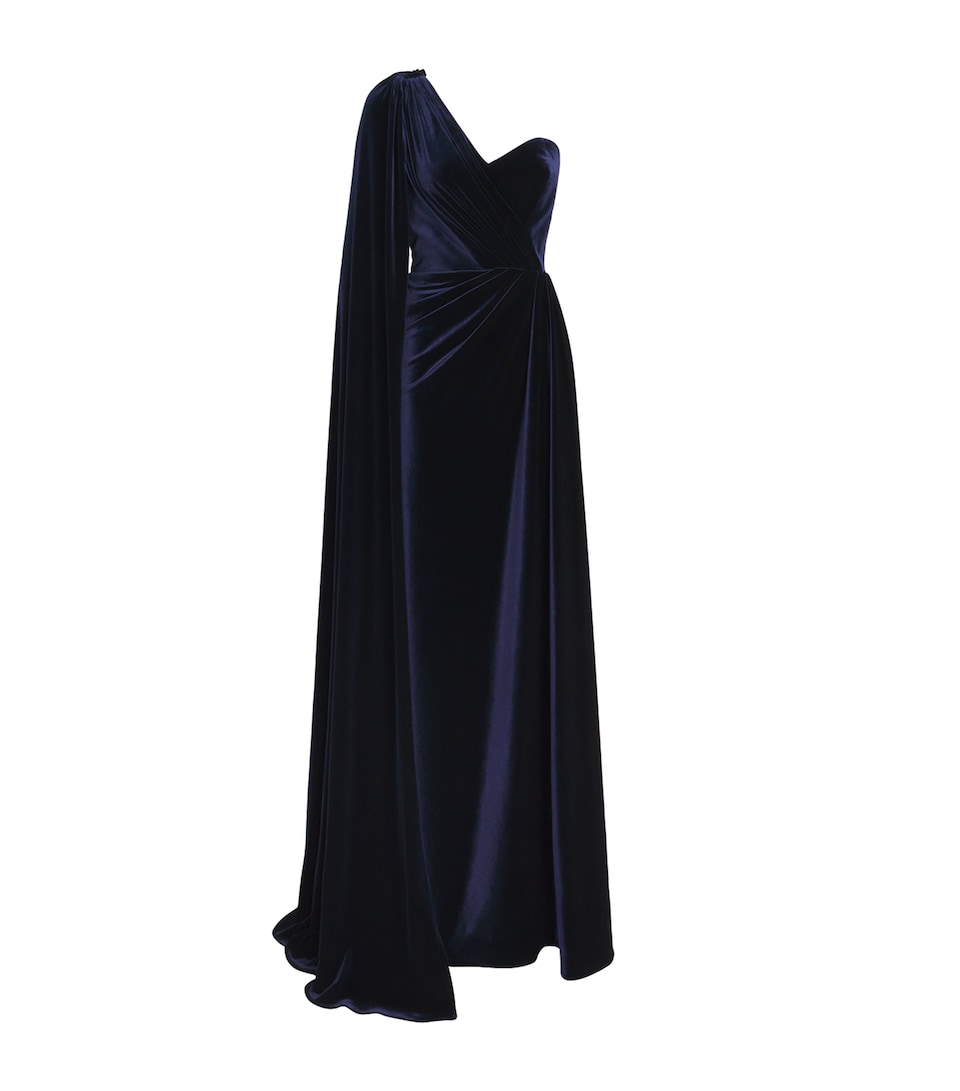 Velvet One-Shoulder Gown