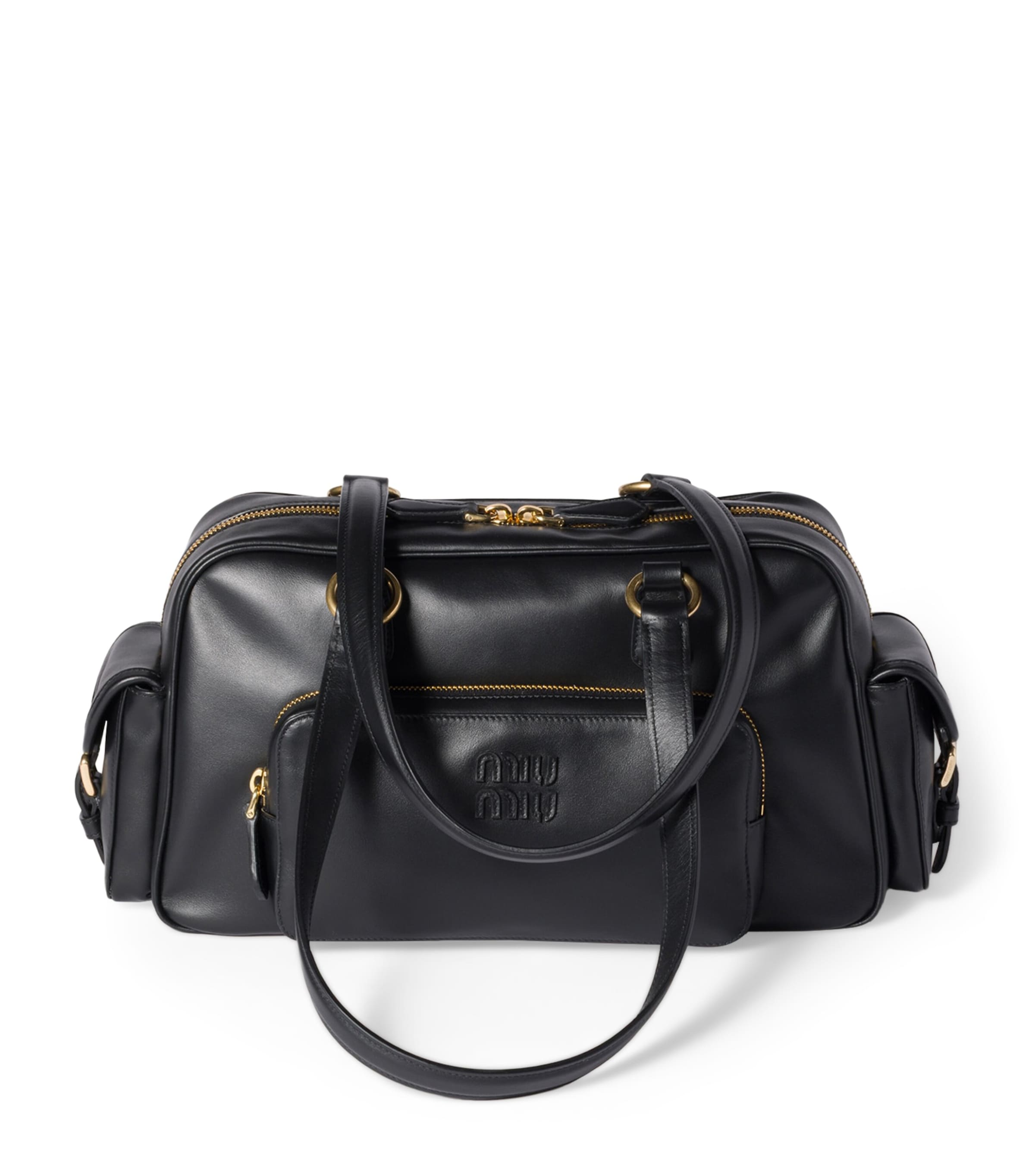 Nappa Leather Pocket Top-Handle Bag