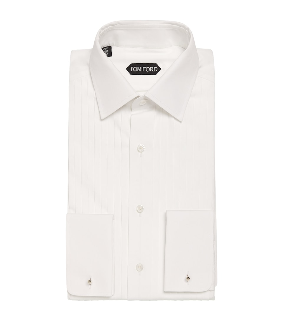 Cotton Pleated-Front Evening Shirt