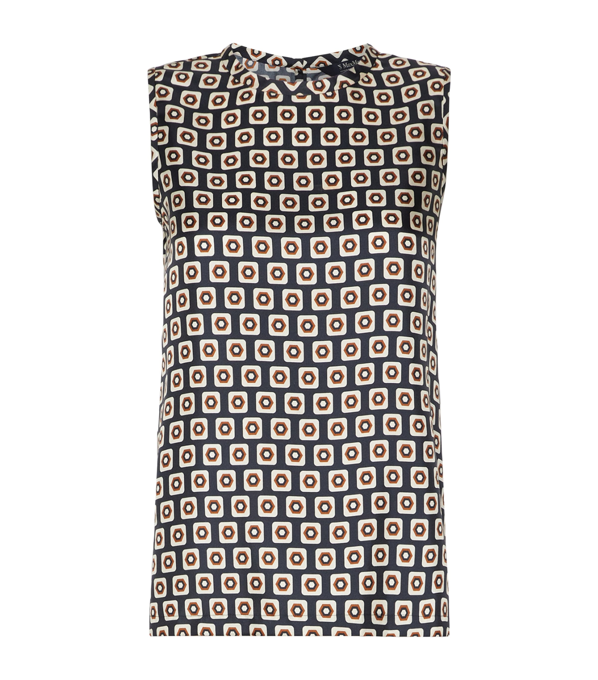 Max Mara Womens Silk Geometric Blouse Ultramarine