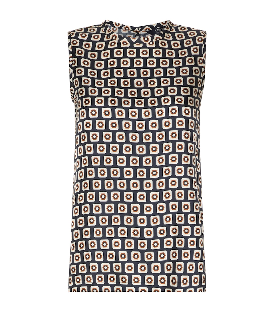 Max Mara Womens Silk Geometric Blouse Ultramarine