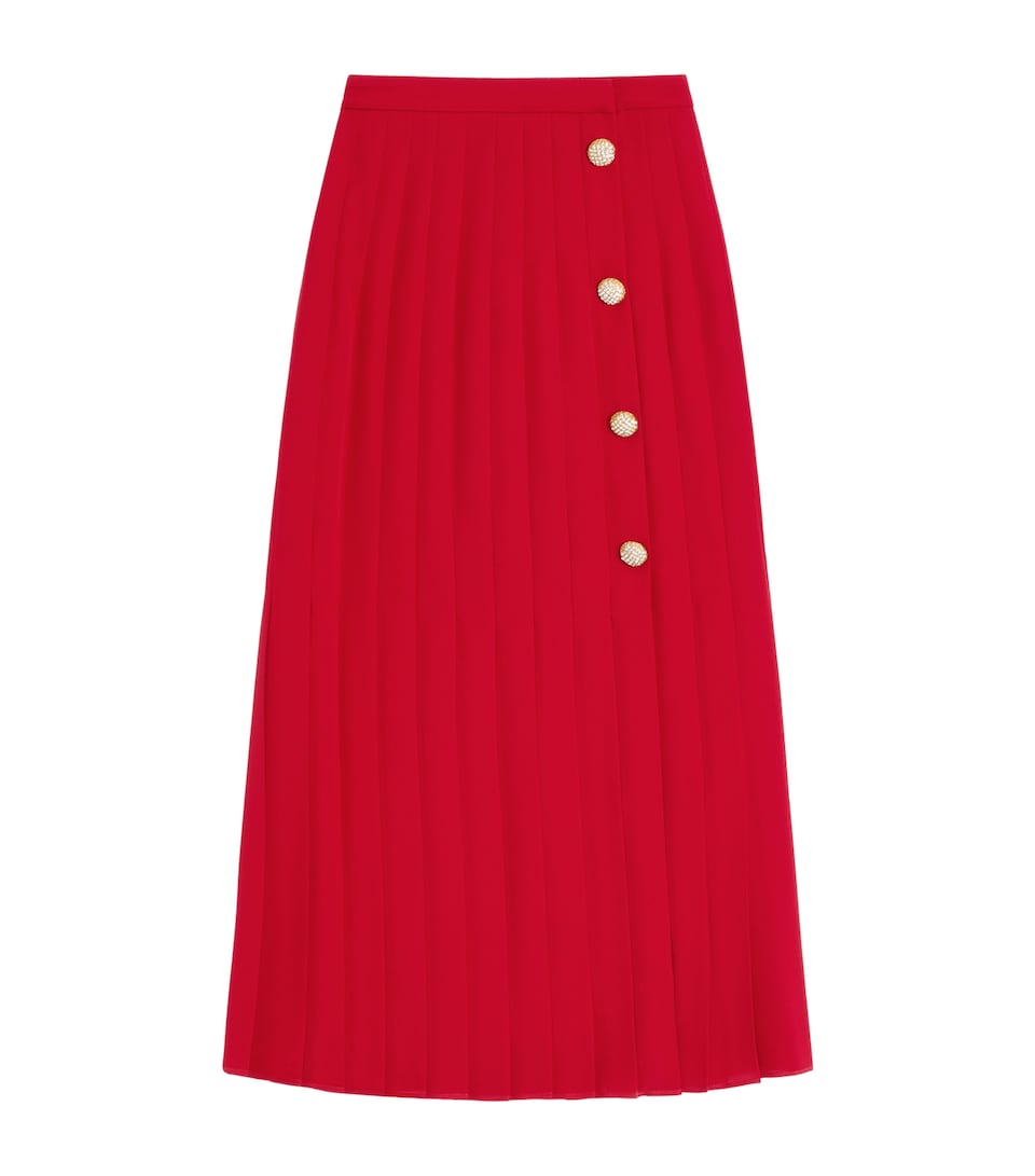 Silk Pleated Midi Skirt