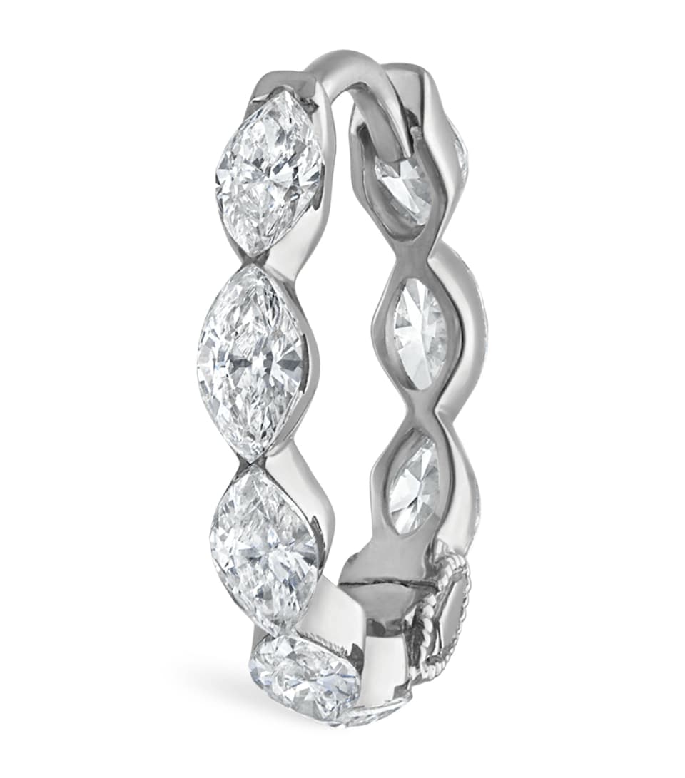 Gold Invisible Set Diamond Marquise Eternity Hoop Earring (9.5mm)