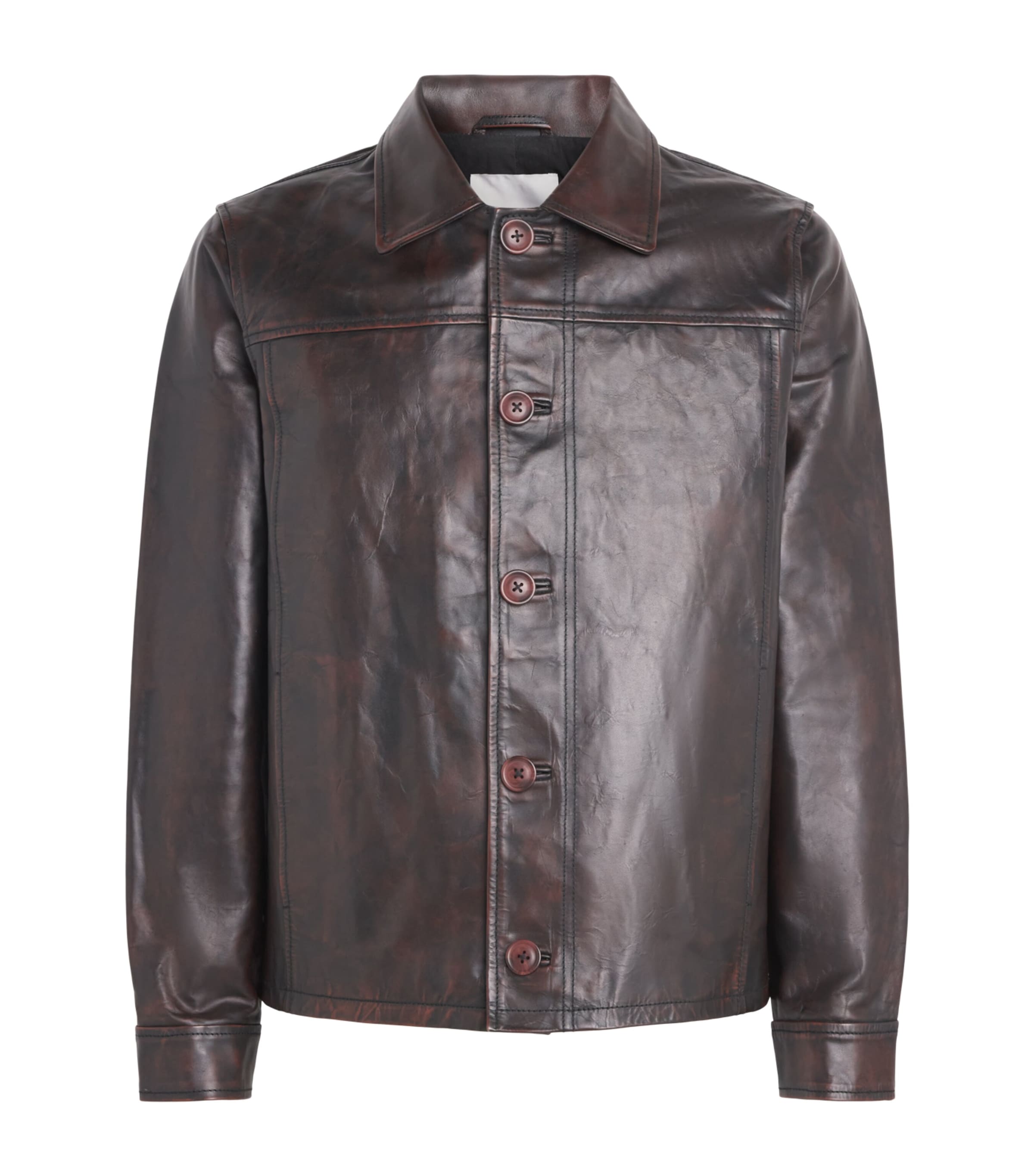 Samsøe Samsøe Mens Leather Samilton B Jacket Washed Brown